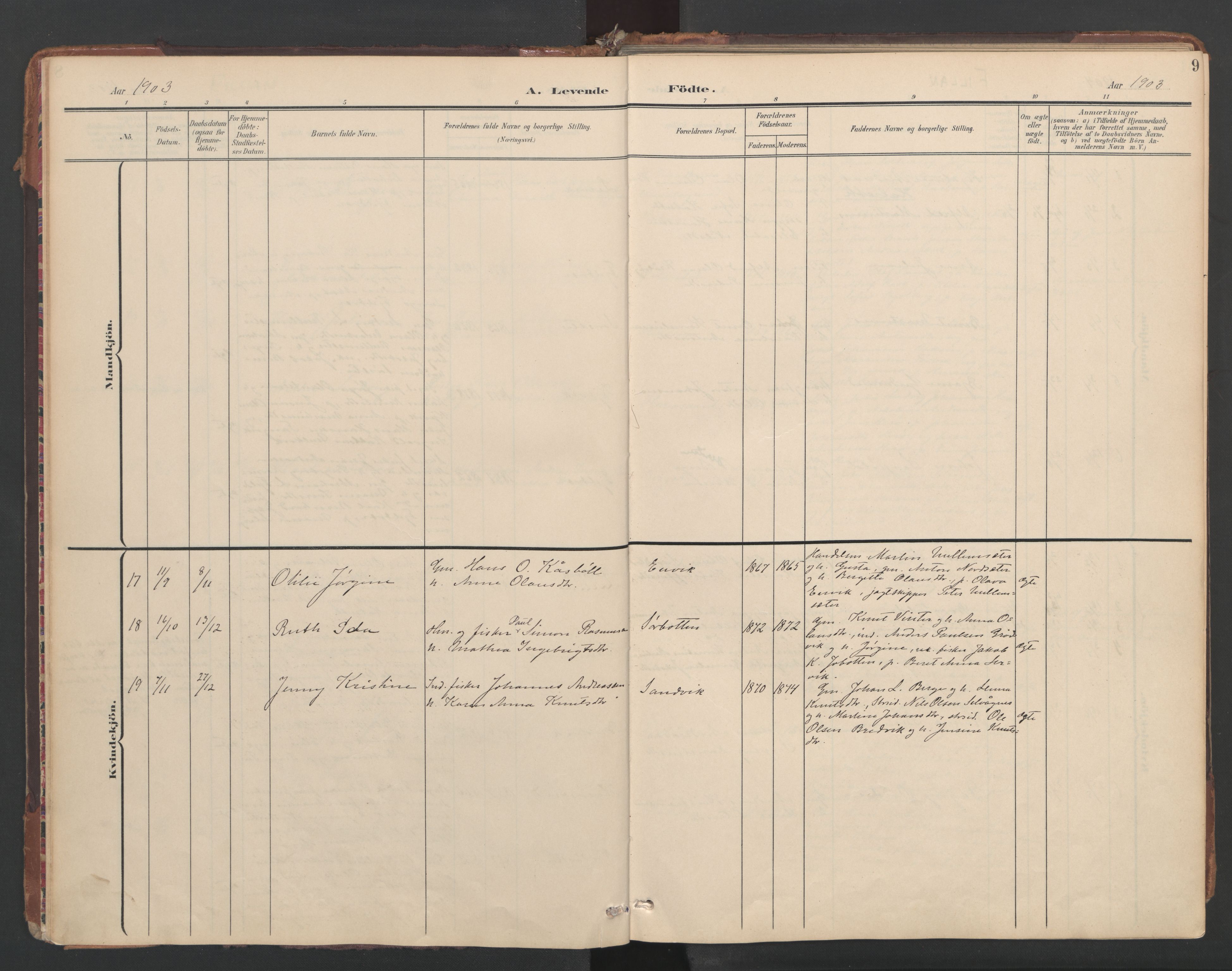 Ministerialprotokoller, klokkerbøker og fødselsregistre - Sør-Trøndelag, SAT/A-1456/638/L0568: Parish register (official) no. 638A01, 1901-1916, p. 9