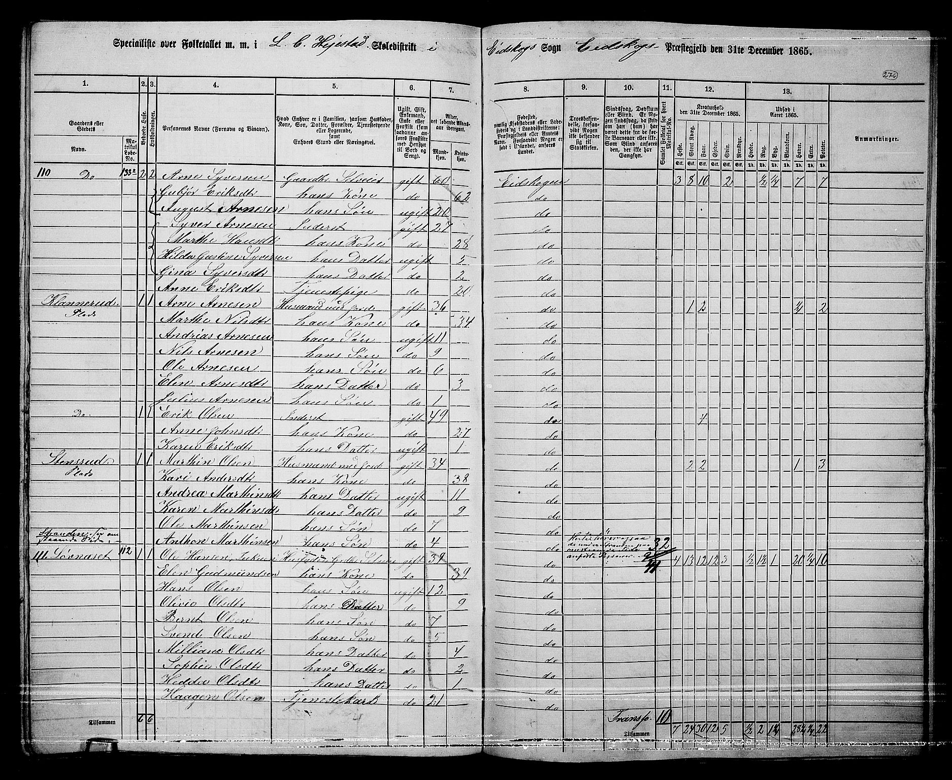 RA, 1865 census for Eidskog, 1865, p. 252