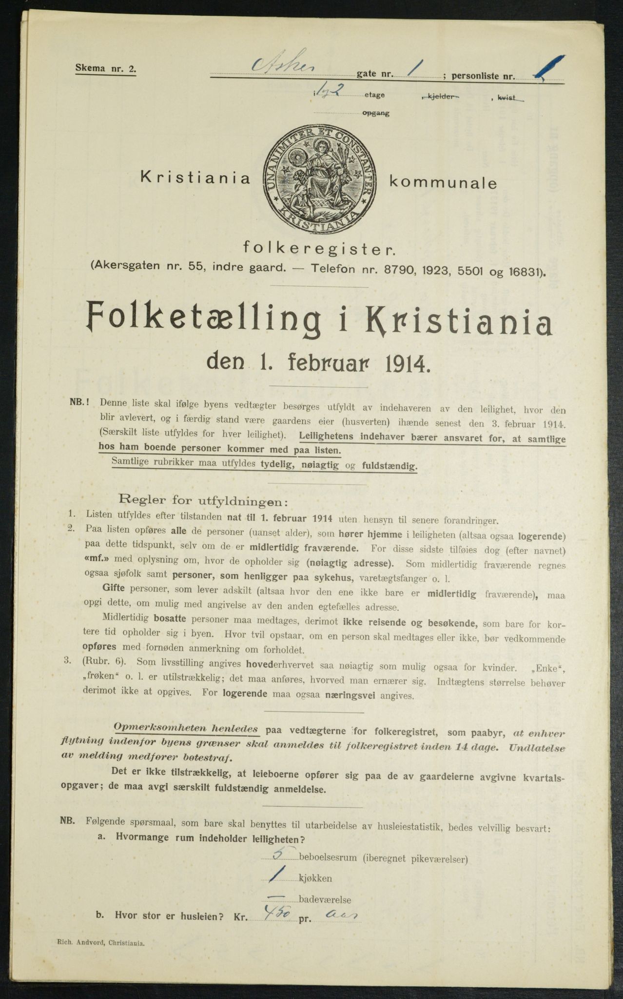 OBA, Municipal Census 1914 for Kristiania, 1914, p. 2512