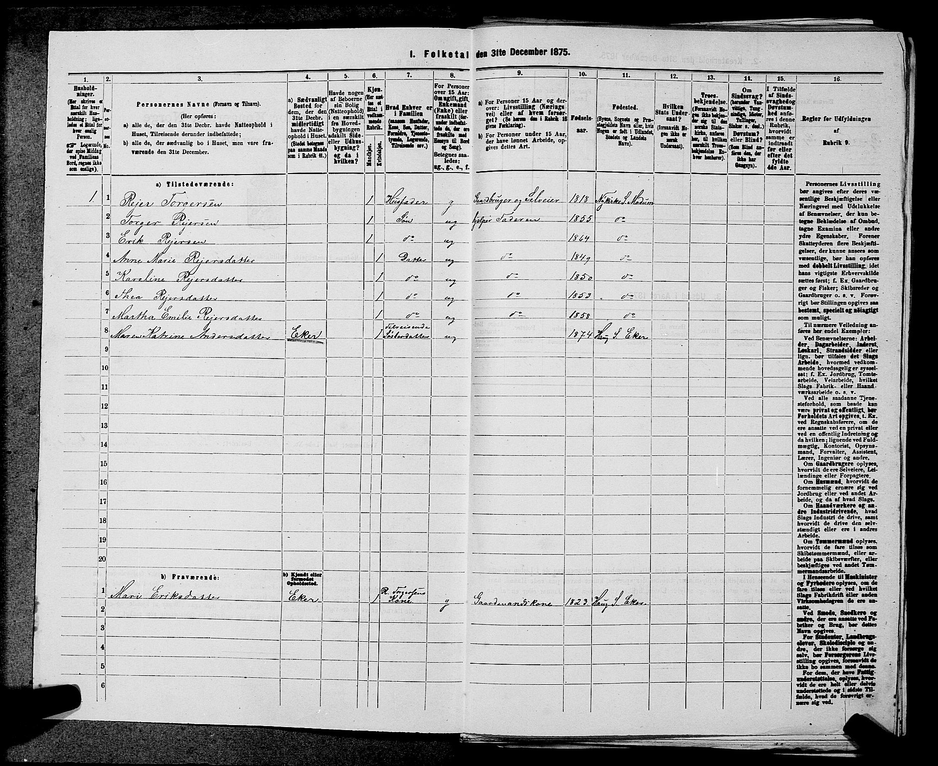 SAKO, 1875 census for 0623P Modum, 1875, p. 1780