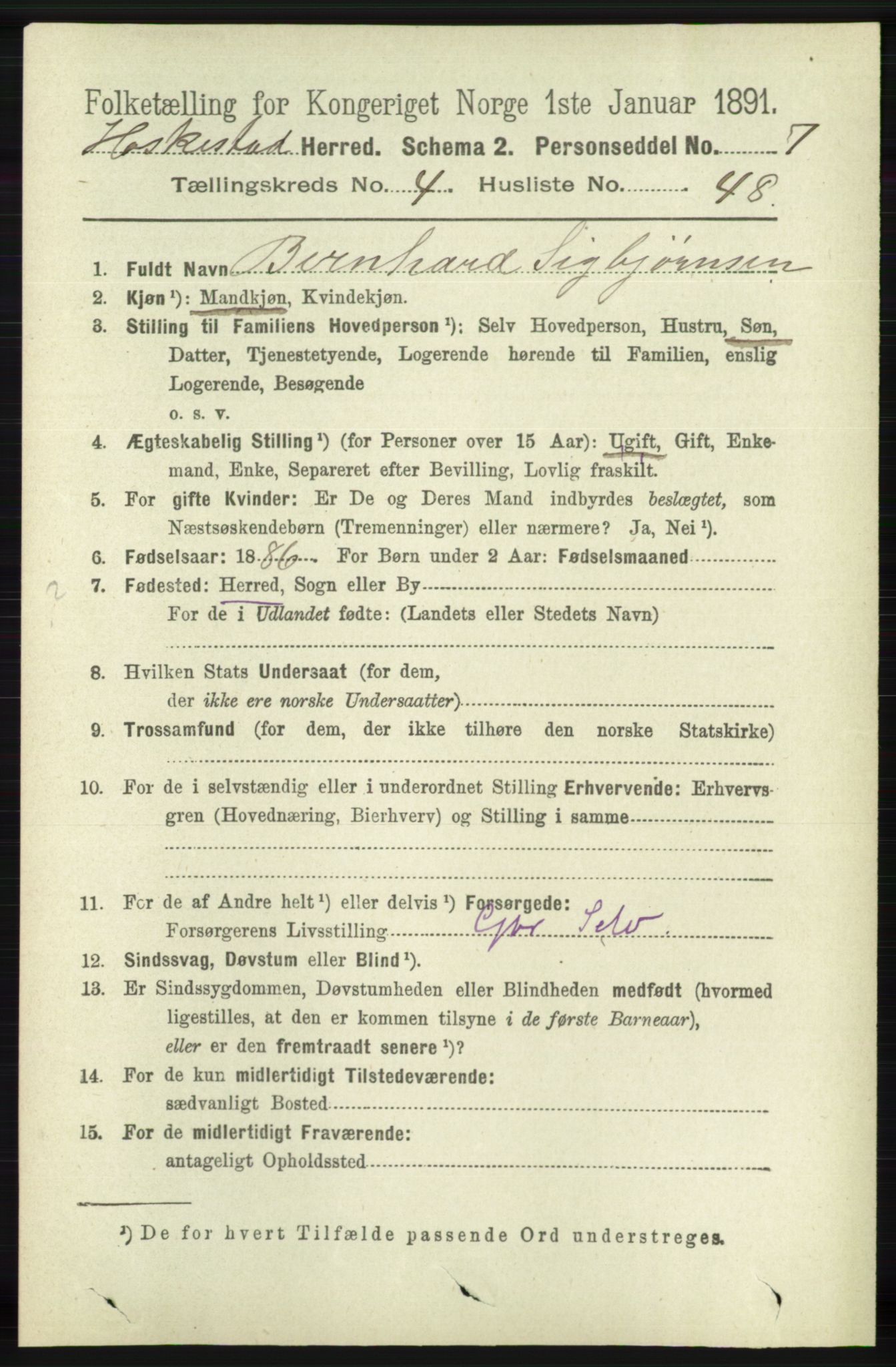 RA, 1891 census for 1113 Heskestad, 1891, p. 838