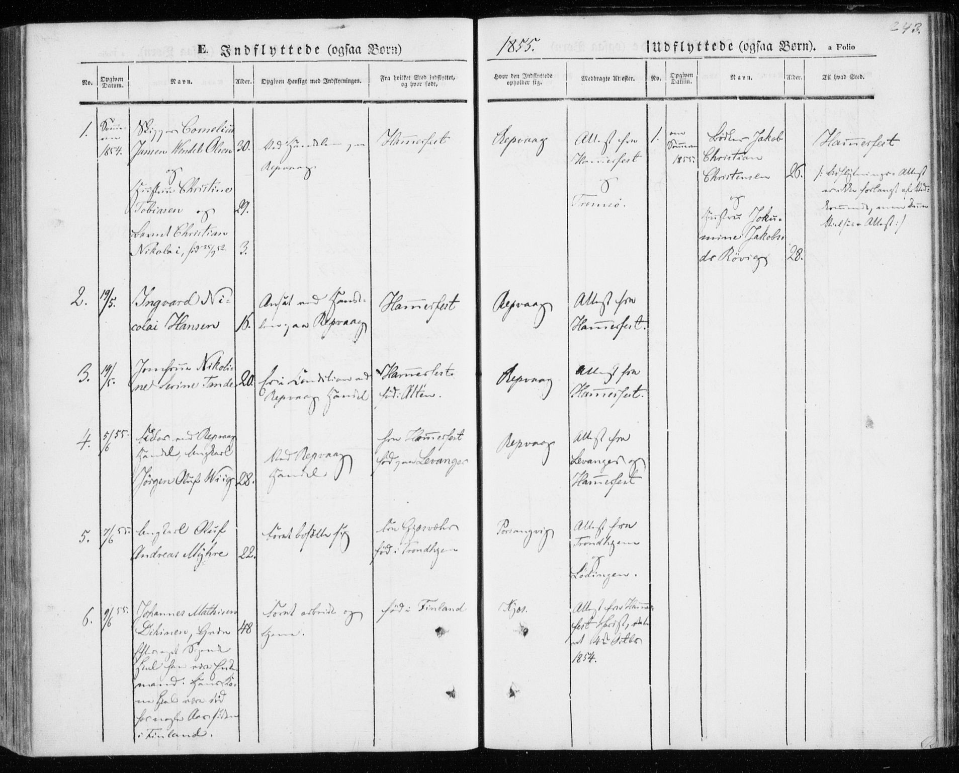 Kistrand/Porsanger sokneprestembete, SATØ/S-1351/H/Ha/L0004.kirke: Parish register (official) no. 4, 1843-1860, p. 243