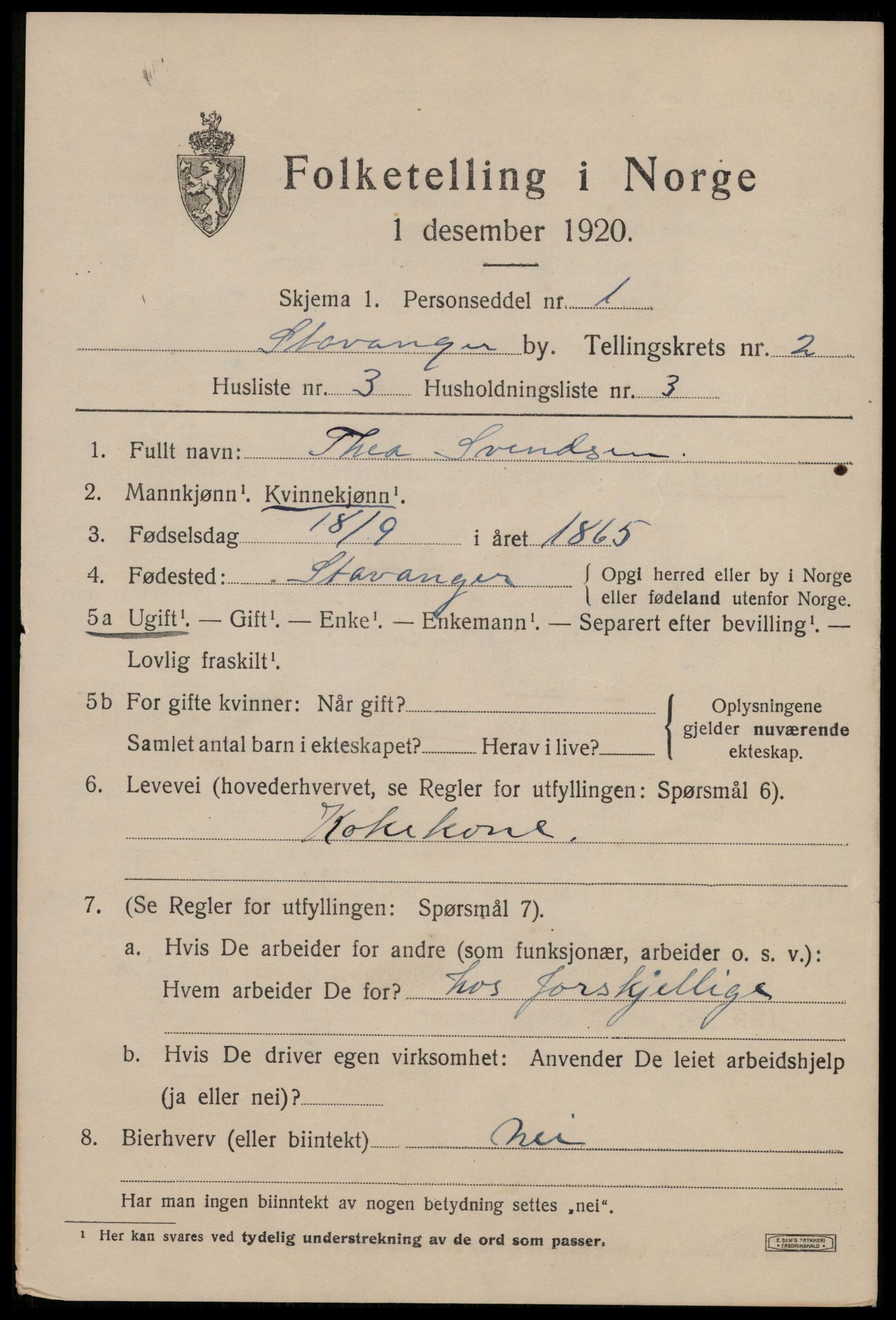 SAST, 1920 census for Stavanger, 1920, p. 34118