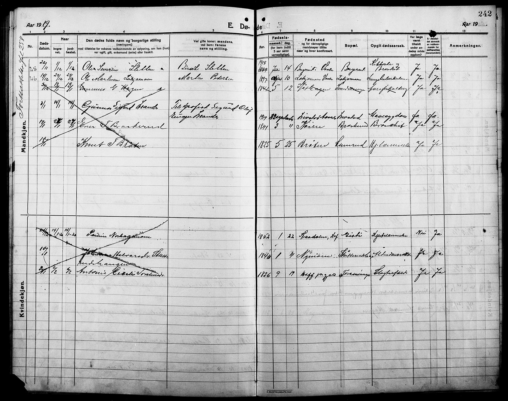 Våler prestekontor, Hedmark, AV/SAH-PREST-040/H/Ha/Hab/L0003: Parish register (copy) no. 3, 1914-1921, p. 242
