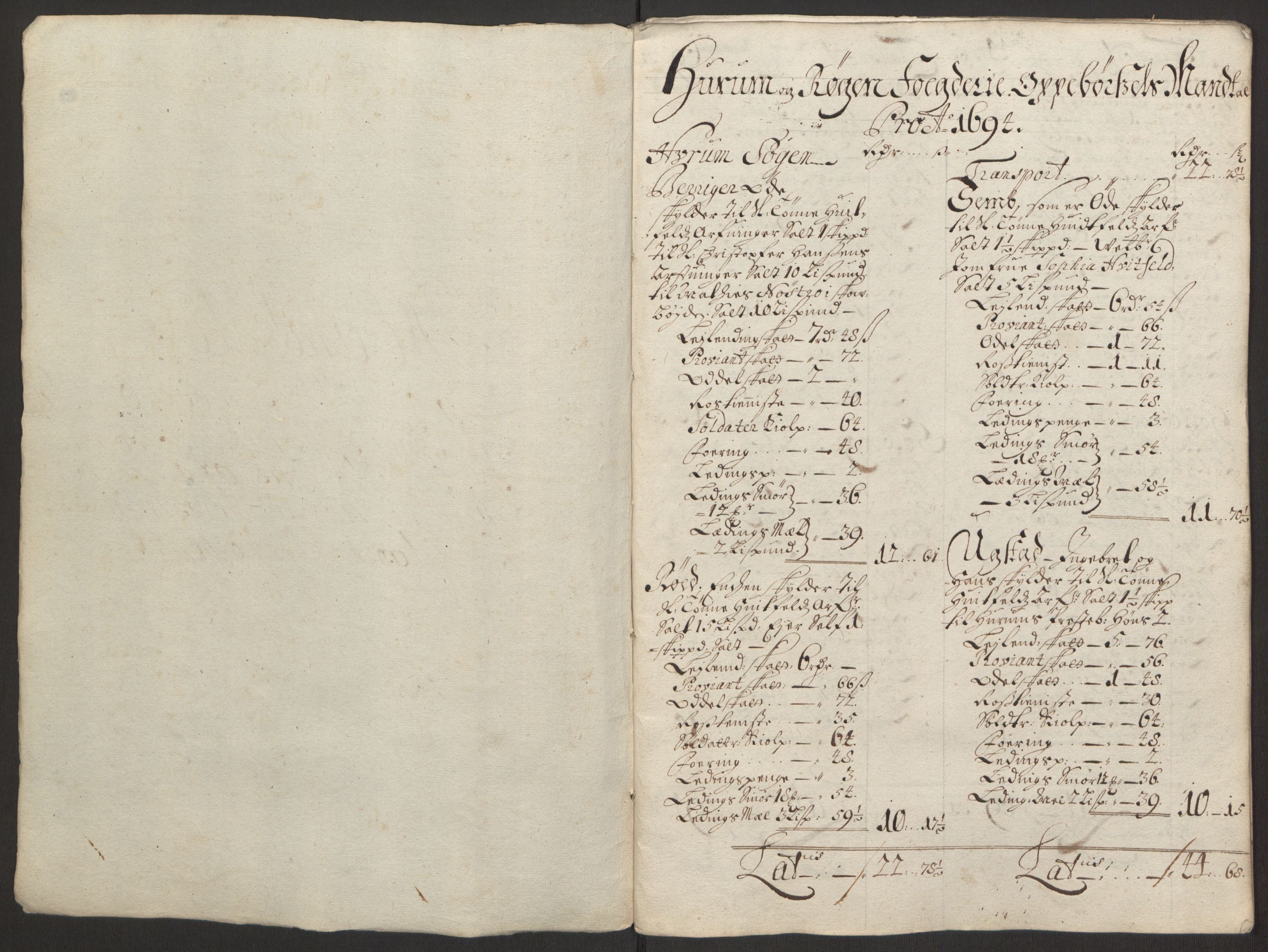 Rentekammeret inntil 1814, Reviderte regnskaper, Fogderegnskap, RA/EA-4092/R30/L1694: Fogderegnskap Hurum, Røyken, Eiker og Lier, 1694-1696, p. 34