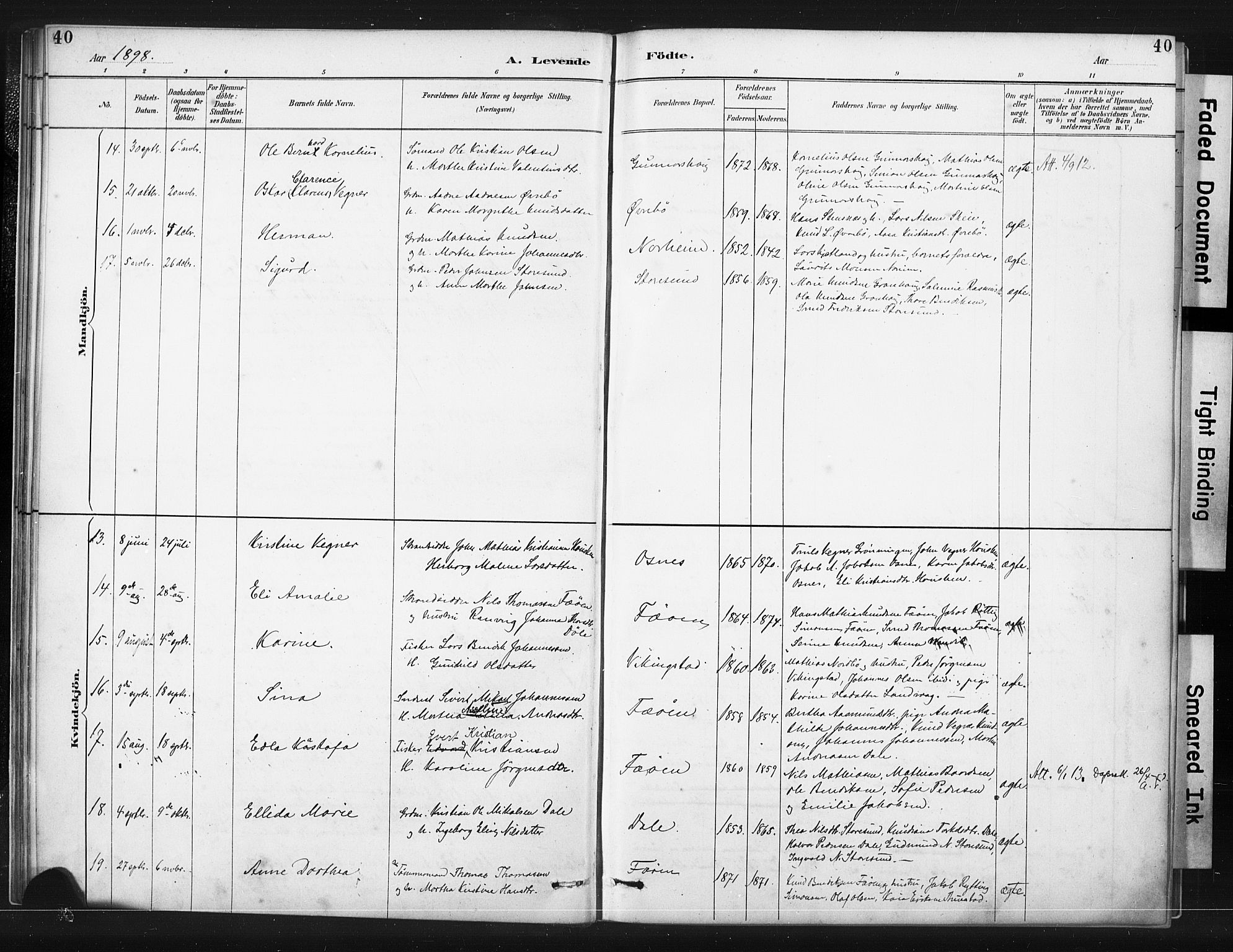 Torvastad sokneprestkontor, AV/SAST-A -101857/H/Ha/Haa/L0015: Parish register (official) no. A 14, 1888-1899, p. 40