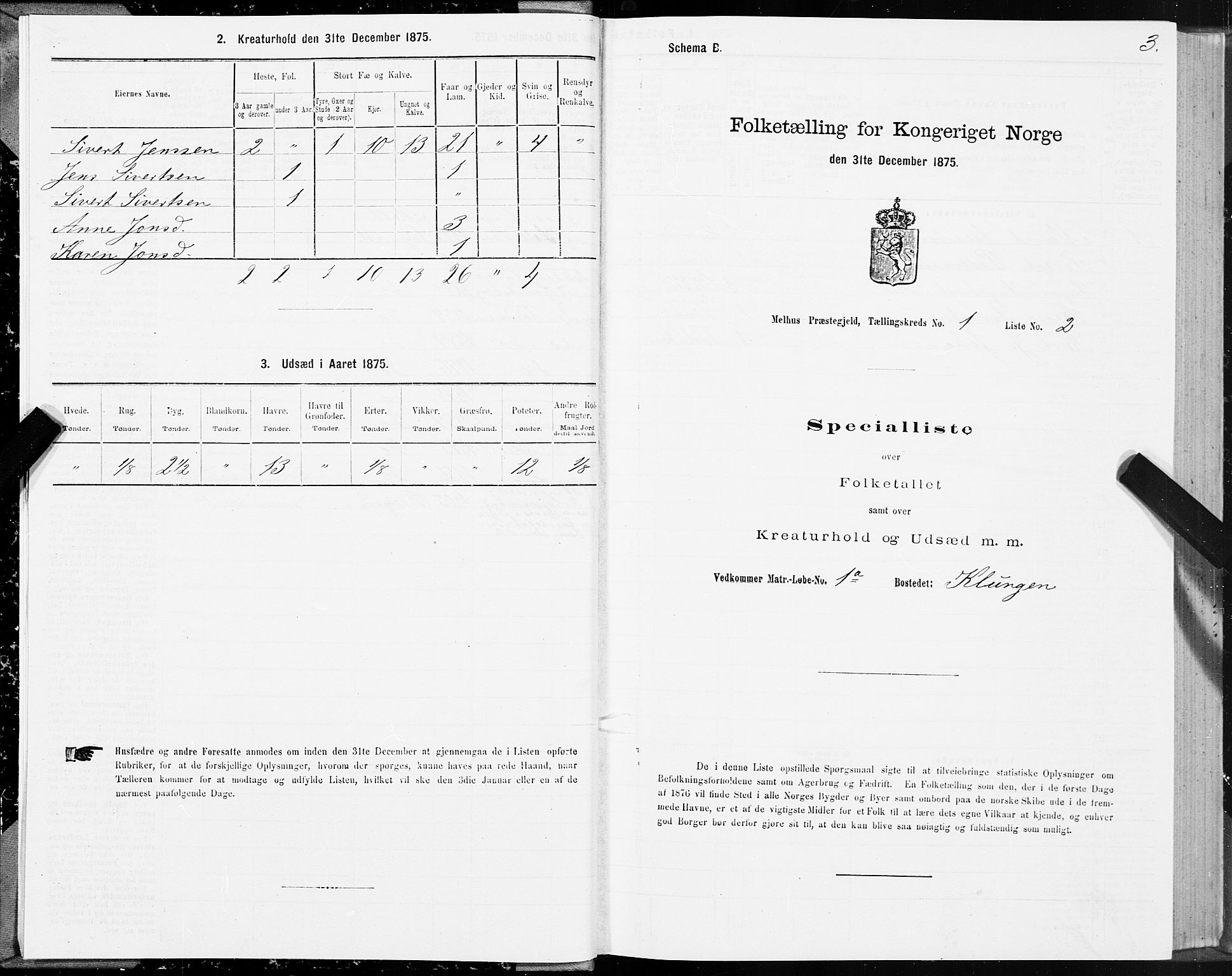 SAT, 1875 census for 1653P Melhus, 1875, p. 1003