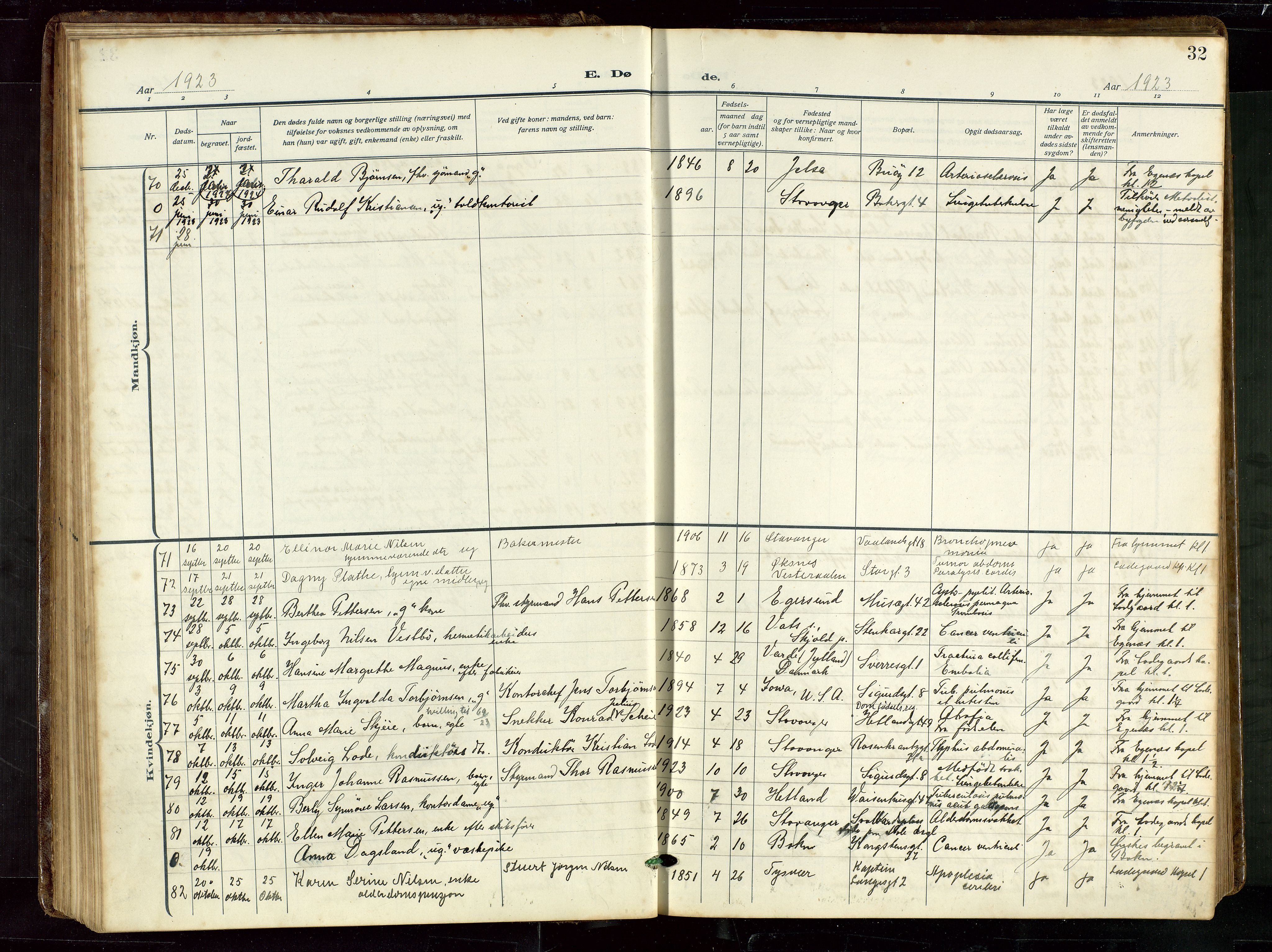 St. Petri sokneprestkontor, AV/SAST-A-101813/002/D/L0003: Parish register (official) no. A 28, 1919-1938, p. 32