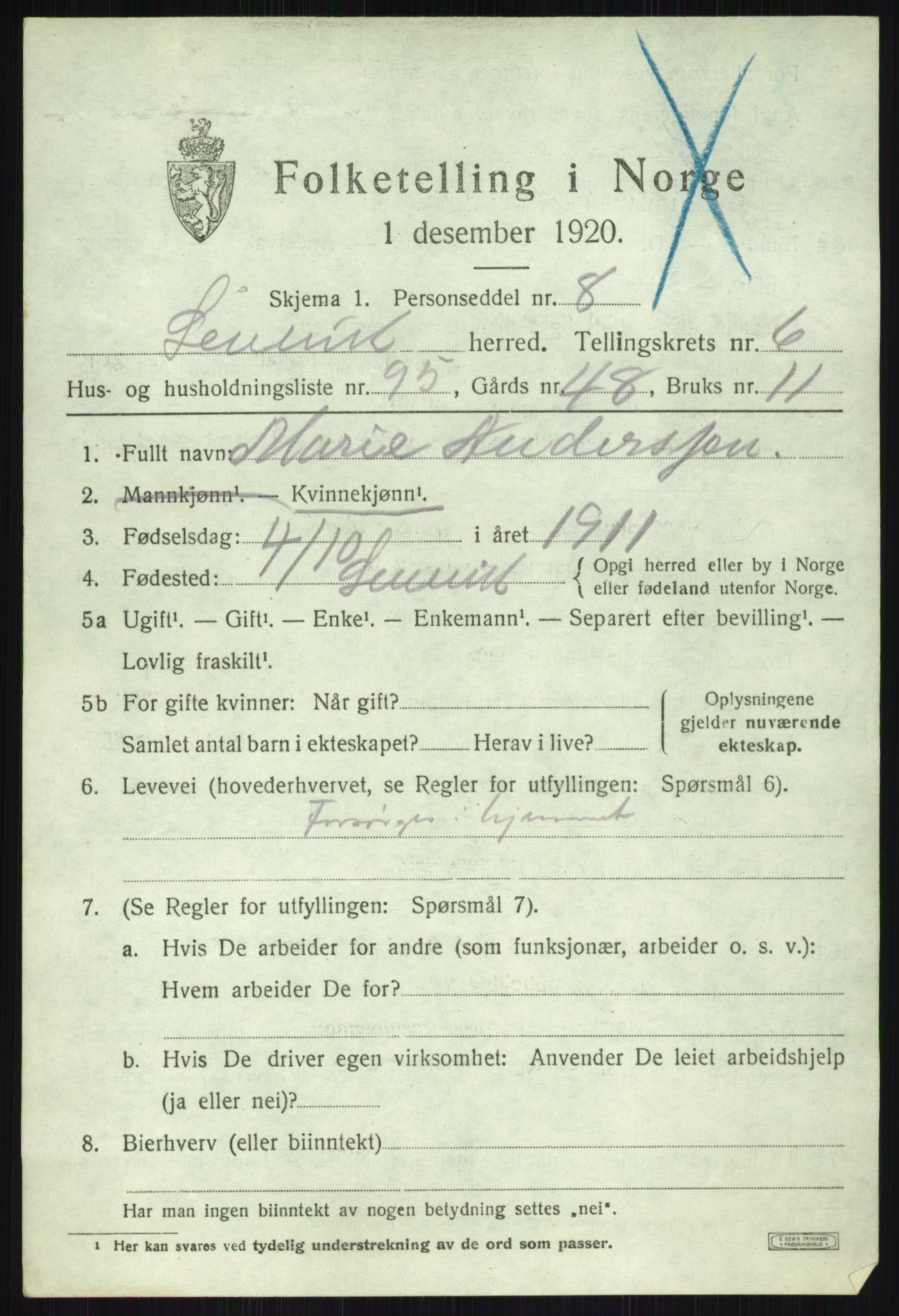 SATØ, 1920 census for Lenvik, 1920, p. 9246