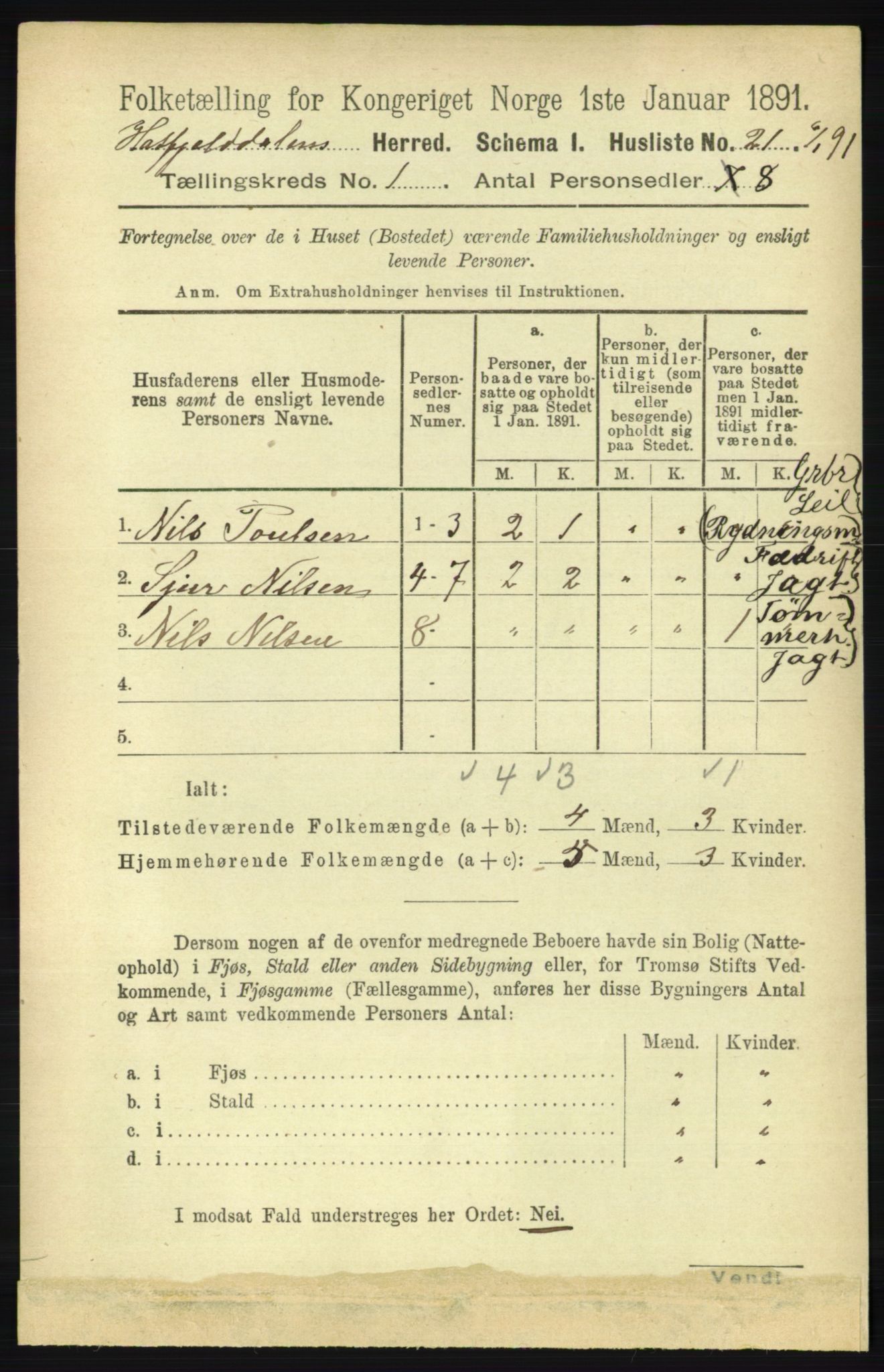 RA, 1891 census for 1826 Hattfjelldal, 1891, p. 16