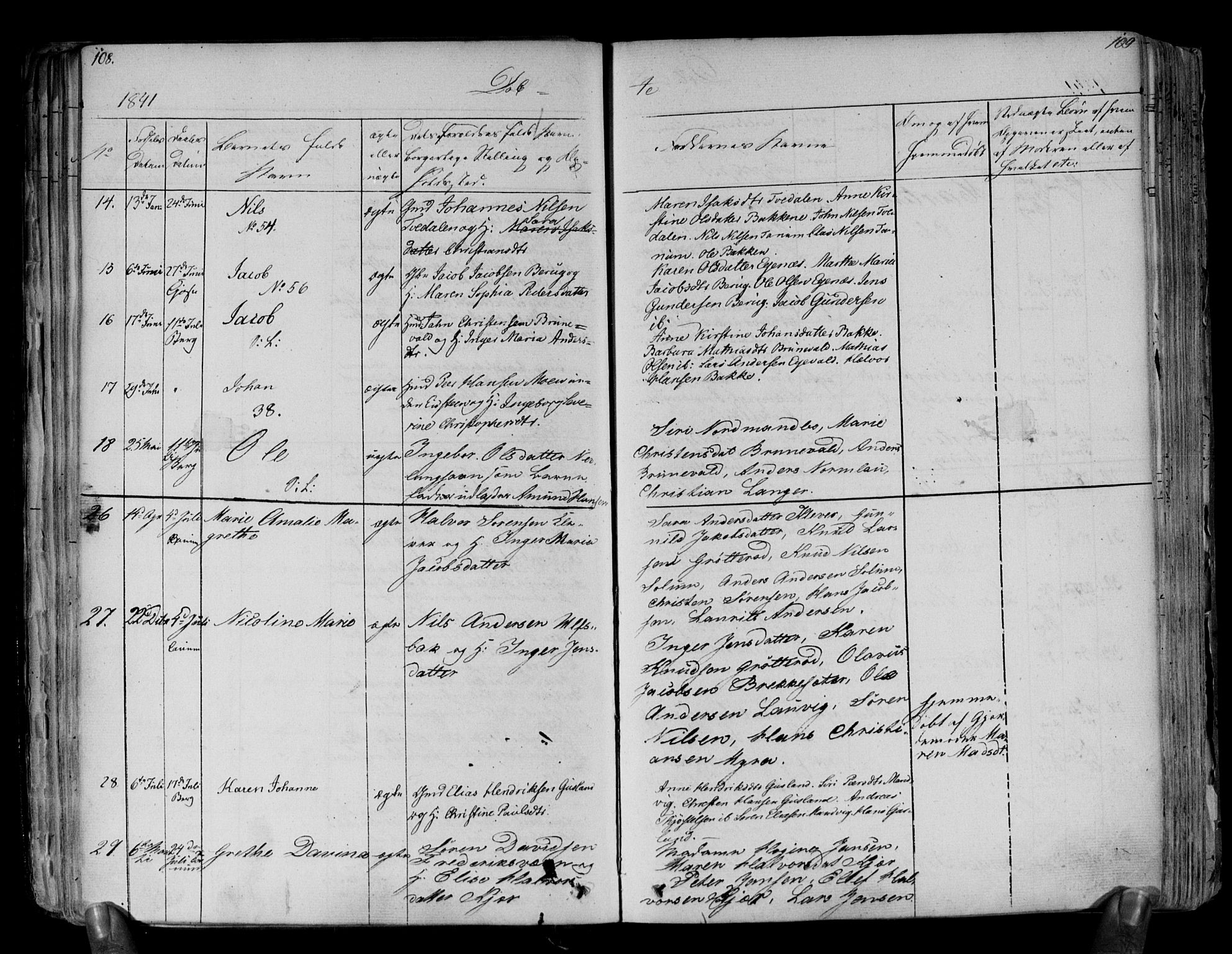 Brunlanes kirkebøker, AV/SAKO-A-342/F/Fa/L0003: Parish register (official) no. I 3, 1834-1845, p. 108-109