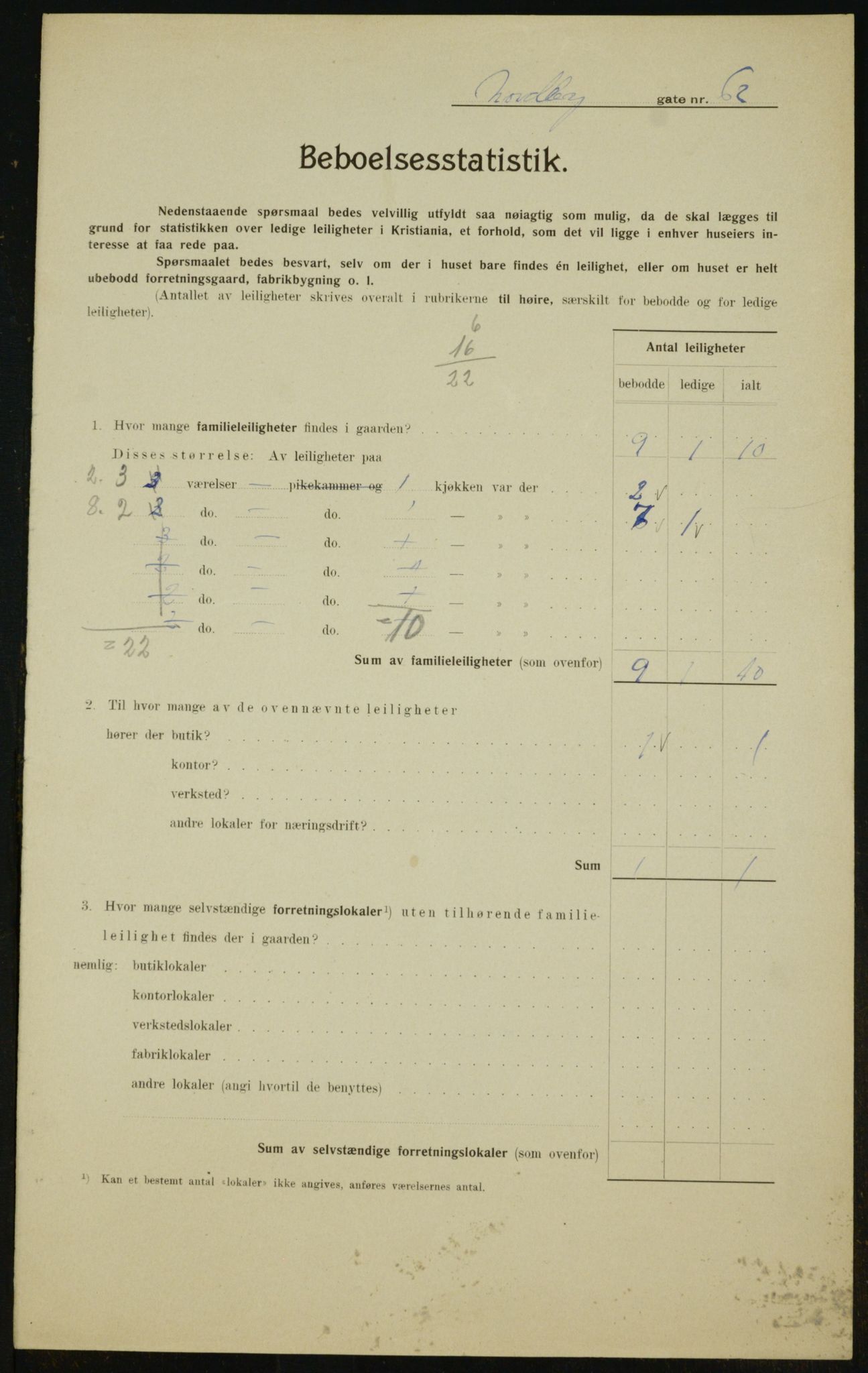 OBA, Municipal Census 1910 for Kristiania, 1910, p. 69682