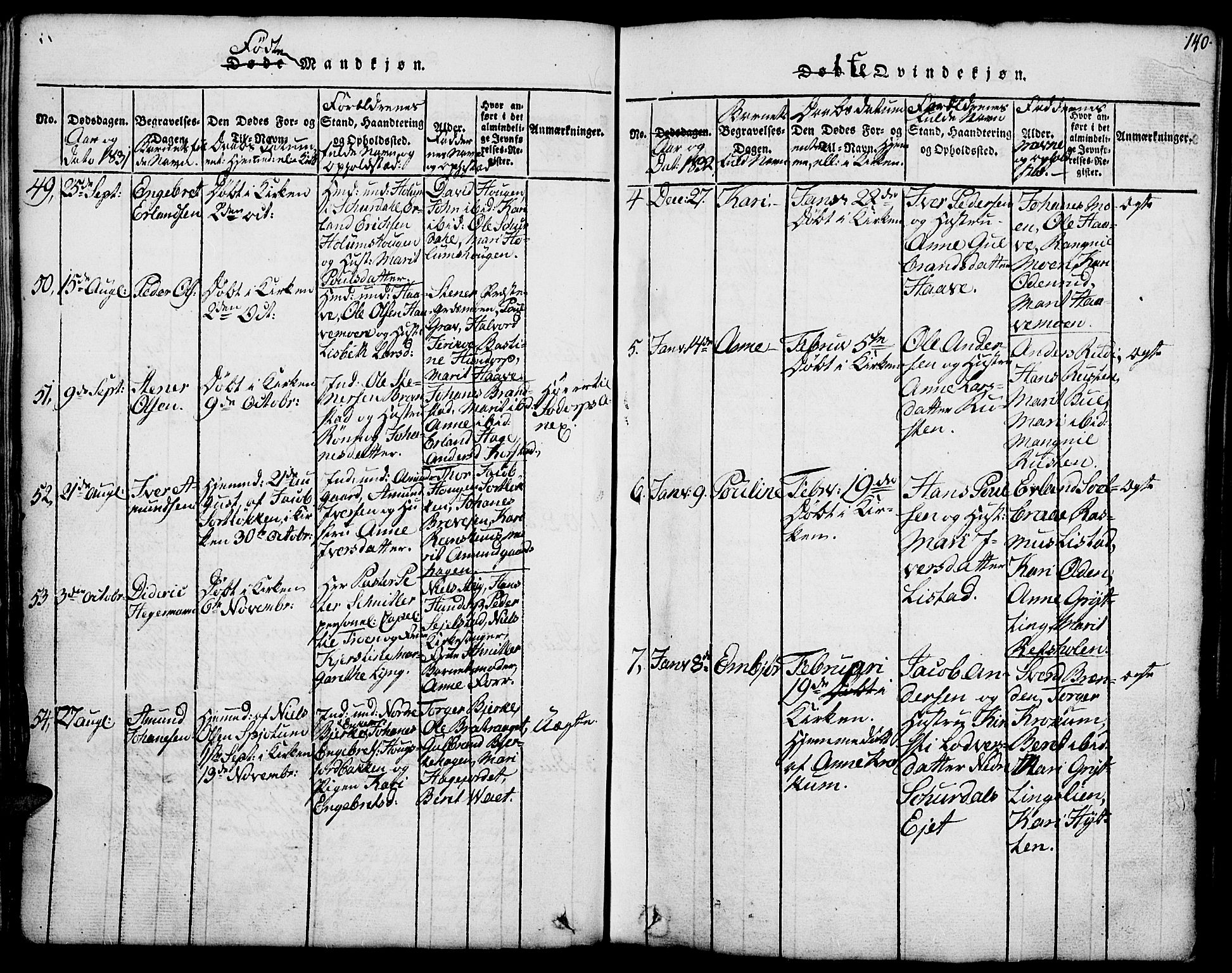 Fron prestekontor, SAH/PREST-078/H/Ha/Hab/L0001: Parish register (copy) no. 1, 1816-1843, p. 140