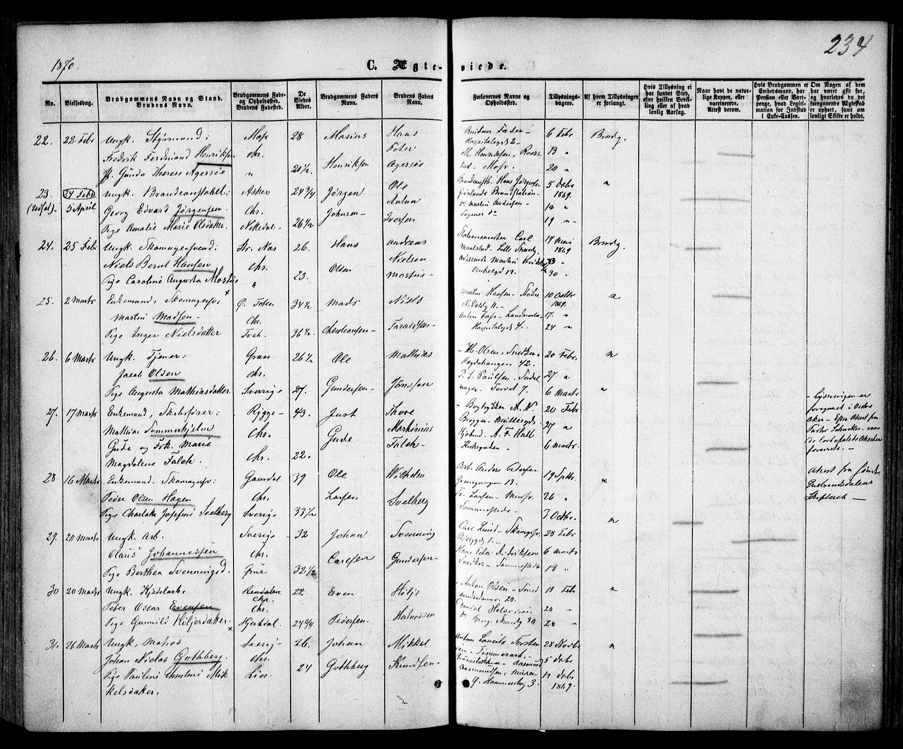 Trefoldighet prestekontor Kirkebøker, SAO/A-10882/F/Fc/L0001: Parish register (official) no. III 1, 1858-1874, p. 234