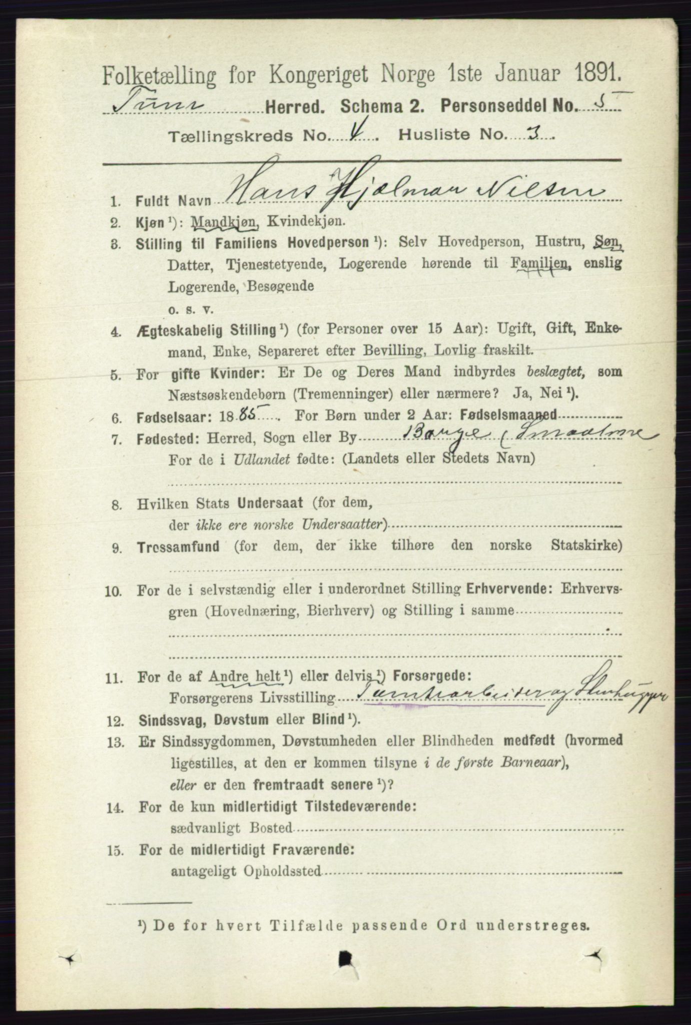 RA, 1891 census for 0130 Tune, 1891, p. 2214