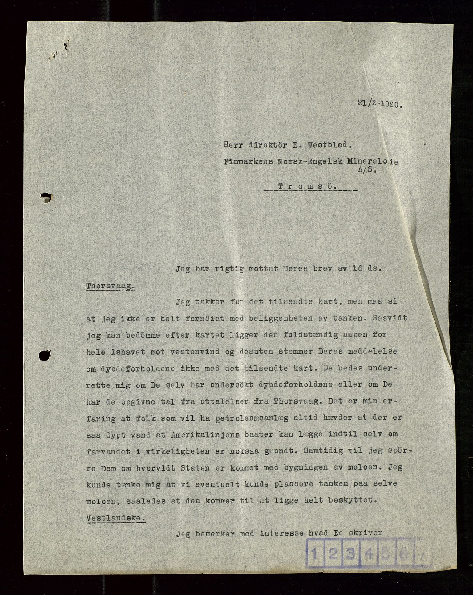 Pa 1521 - A/S Norske Shell, AV/SAST-A-101915/E/Ea/Eaa/L0010: Sjefskorrespondanse, 1920, p. 149