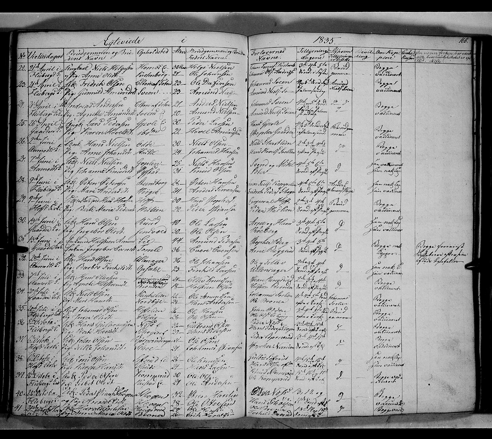 Land prestekontor, SAH/PREST-120/H/Ha/Hab/L0002: Parish register (copy) no. 2, 1833-1849, p. 165