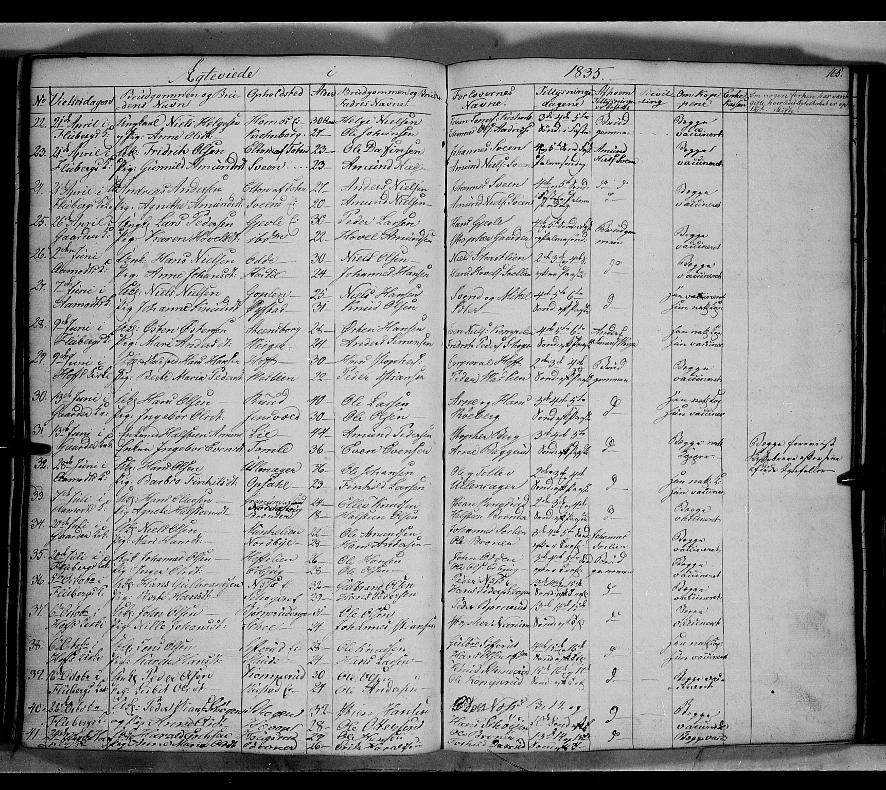 Land prestekontor, AV/SAH-PREST-120/H/Ha/Hab/L0002: Parish register (copy) no. 2, 1833-1849, p. 165