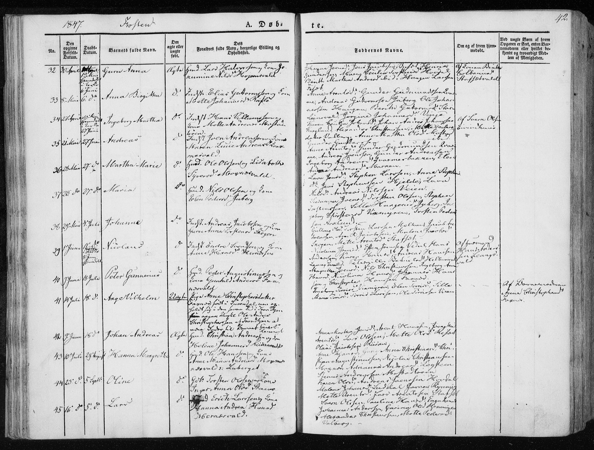 Ministerialprotokoller, klokkerbøker og fødselsregistre - Nord-Trøndelag, AV/SAT-A-1458/713/L0115: Parish register (official) no. 713A06, 1838-1851, p. 42