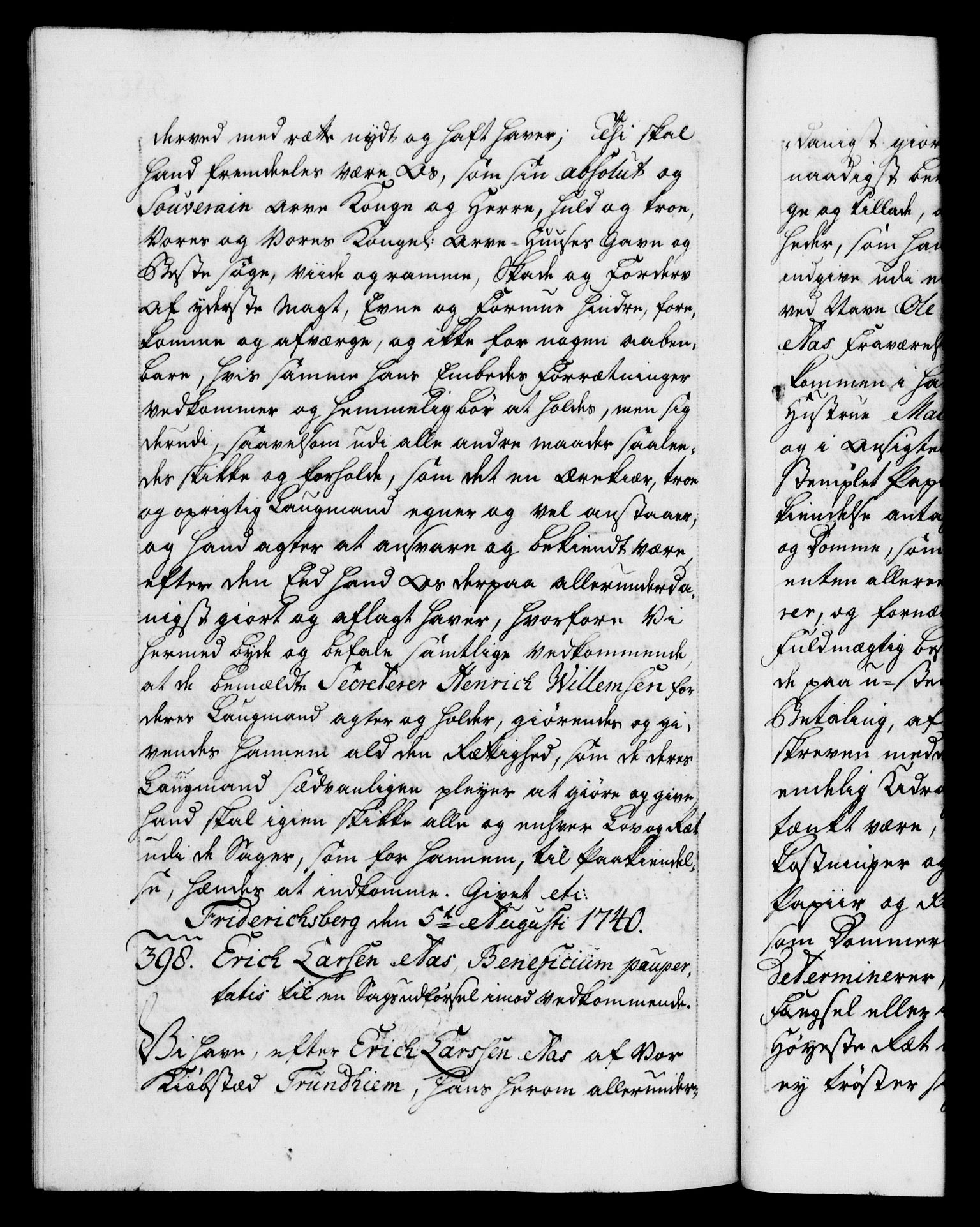 Danske Kanselli 1572-1799, AV/RA-EA-3023/F/Fc/Fca/Fcaa/L0031: Norske registre, 1739-1740, p. 586b