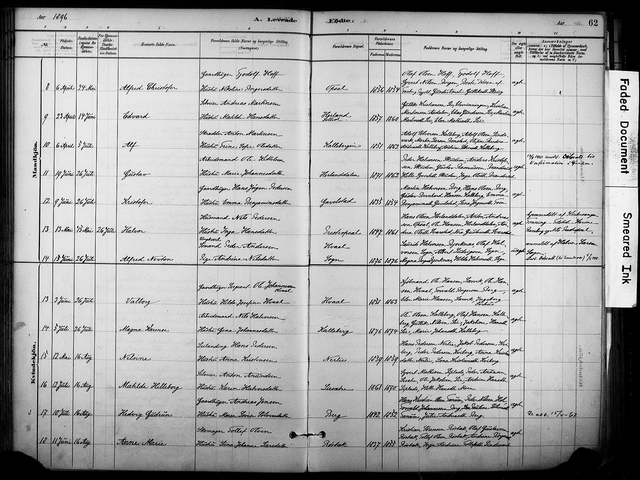 Lardal kirkebøker, AV/SAKO-A-350/F/Fb/L0001: Parish register (official) no. II 1, 1881-1911, p. 62