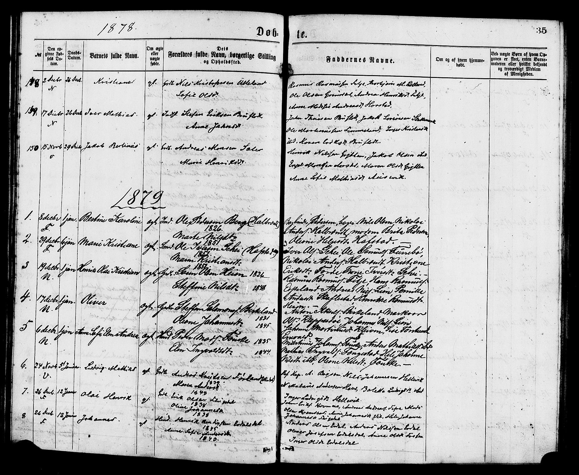 Førde sokneprestembete, SAB/A-79901/H/Haa/Haaa/L0011: Parish register (official) no. A 11, 1877-1880, p. 35