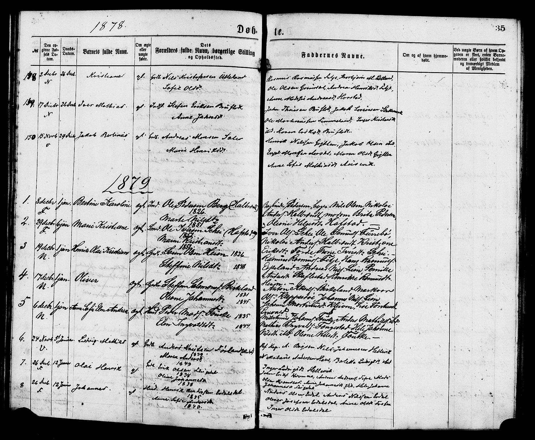 Førde sokneprestembete, AV/SAB-A-79901/H/Haa/Haaa/L0011: Parish register (official) no. A 11, 1877-1880, p. 35