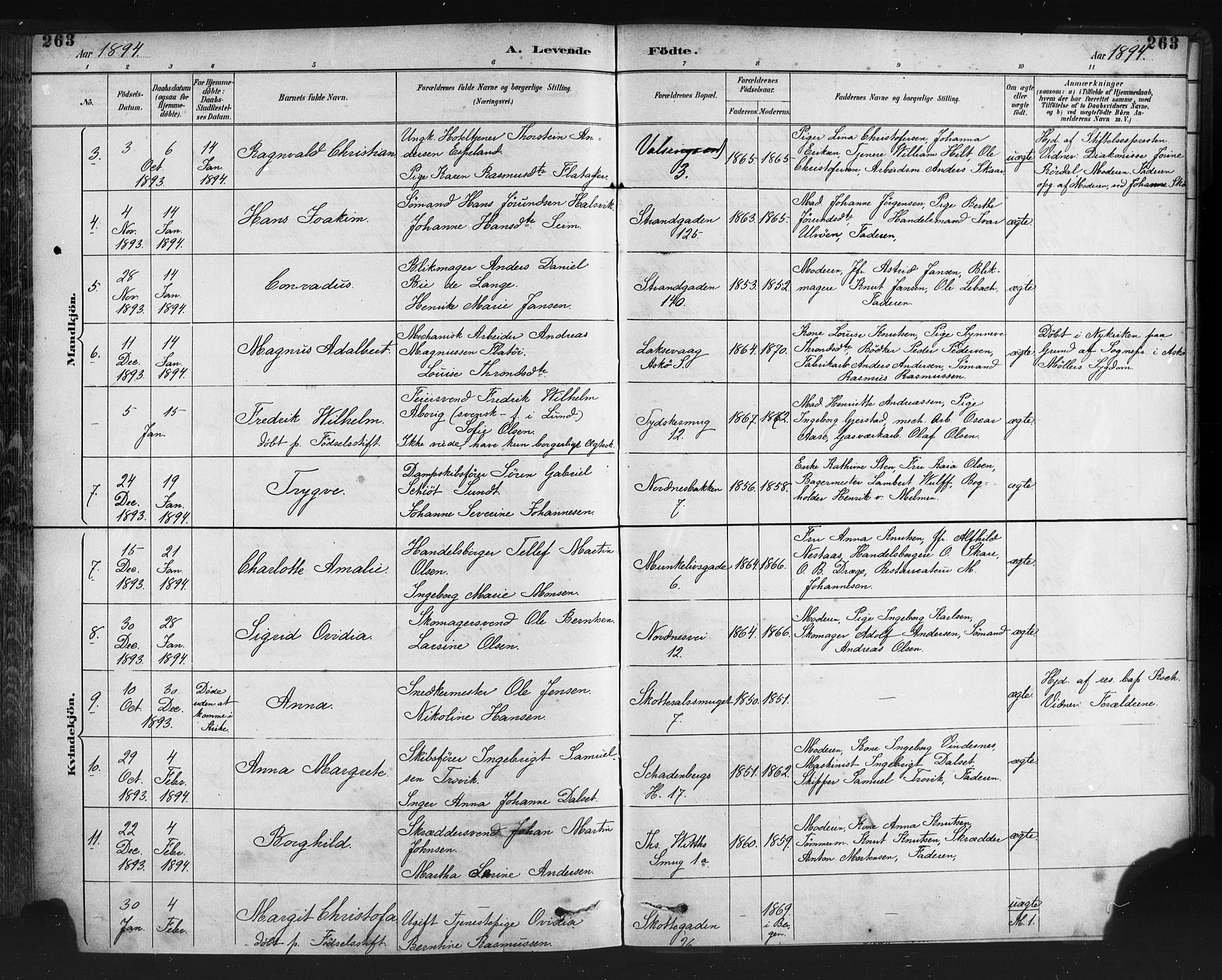 Nykirken Sokneprestembete, SAB/A-77101/H/Haa: Parish register (official) no. B 5, 1885-1894, p. 263