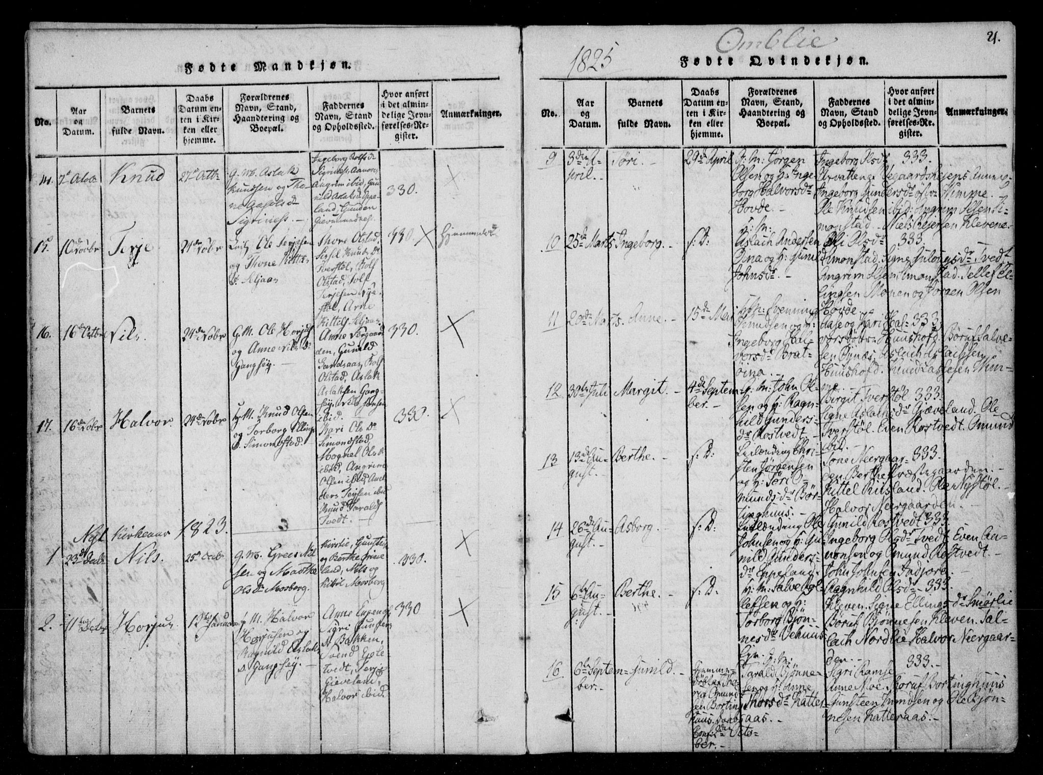 Åmli sokneprestkontor, SAK/1111-0050/F/Fa/Fac/L0006: Parish register (official) no. A 6, 1816-1829, p. 21