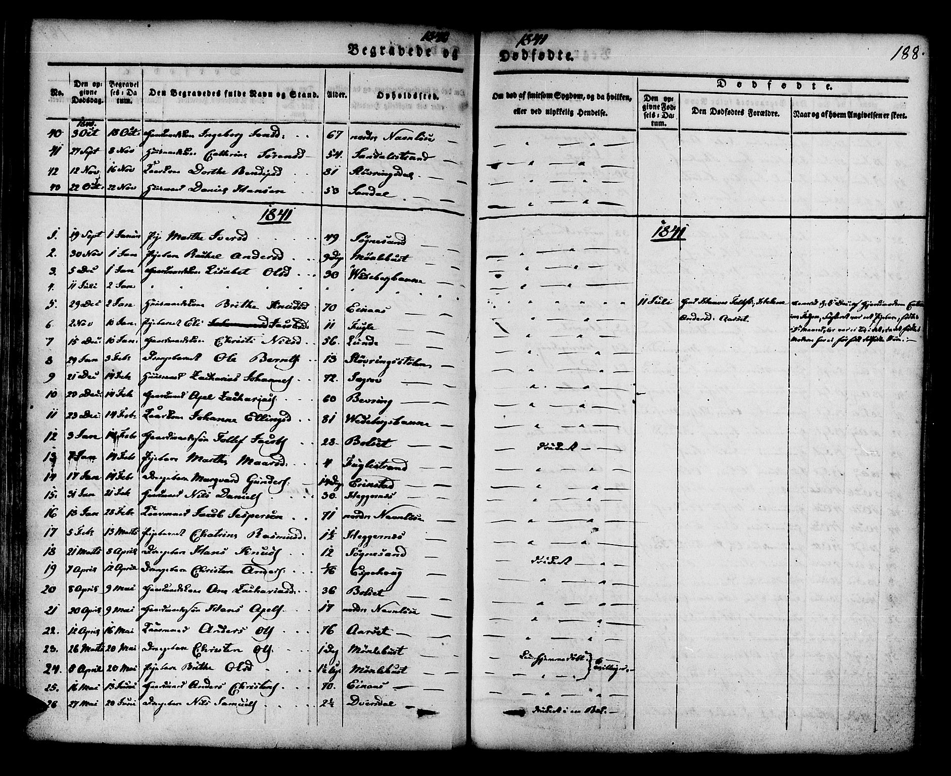 Jølster sokneprestembete, SAB/A-80701/H/Haa/Haaa/L0009: Parish register (official) no. A 9, 1833-1848, p. 188