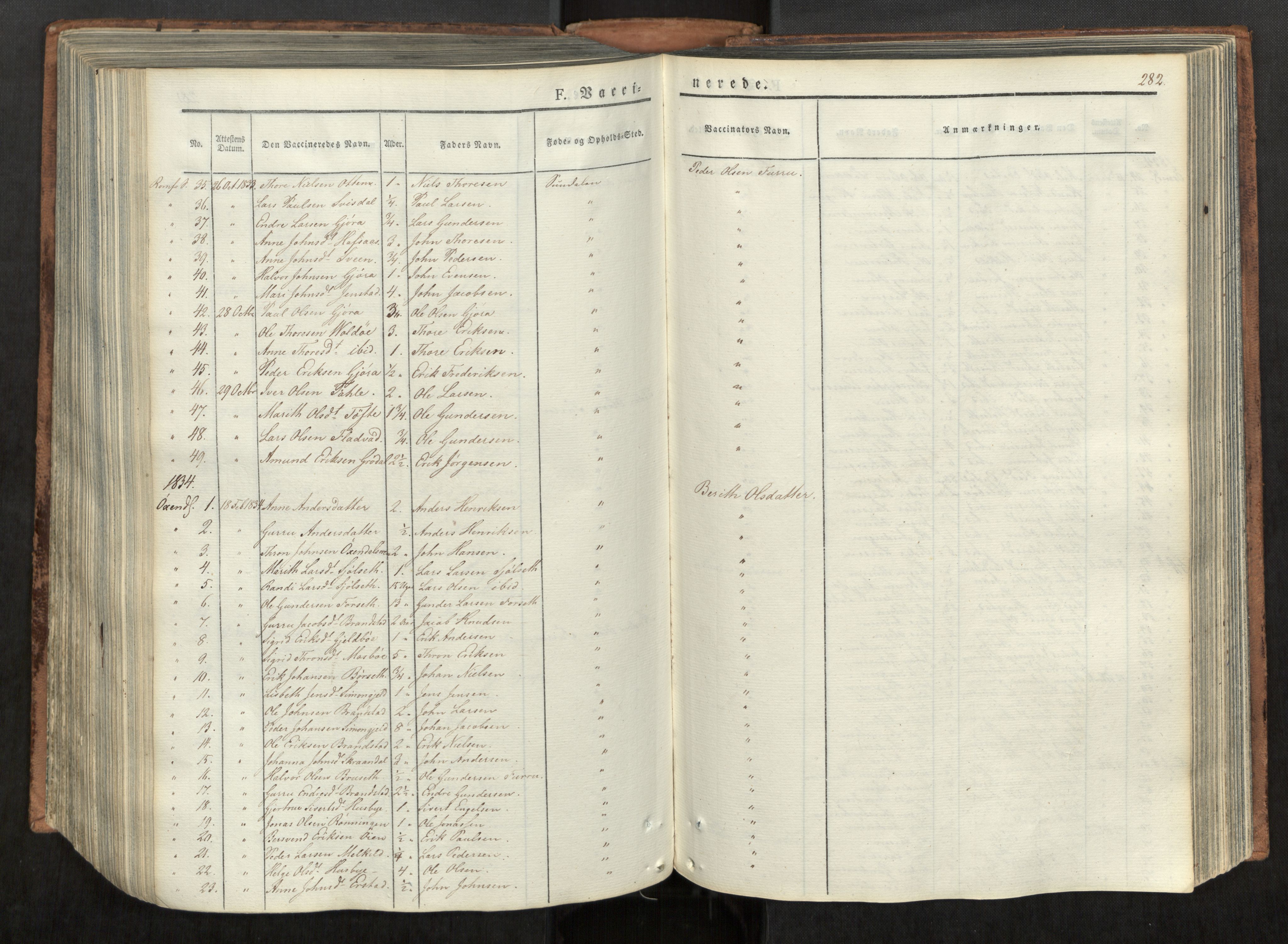 Ministerialprotokoller, klokkerbøker og fødselsregistre - Møre og Romsdal, SAT/A-1454/590/L1012: Parish register (official) no. 590A04, 1832-1846, p. 282