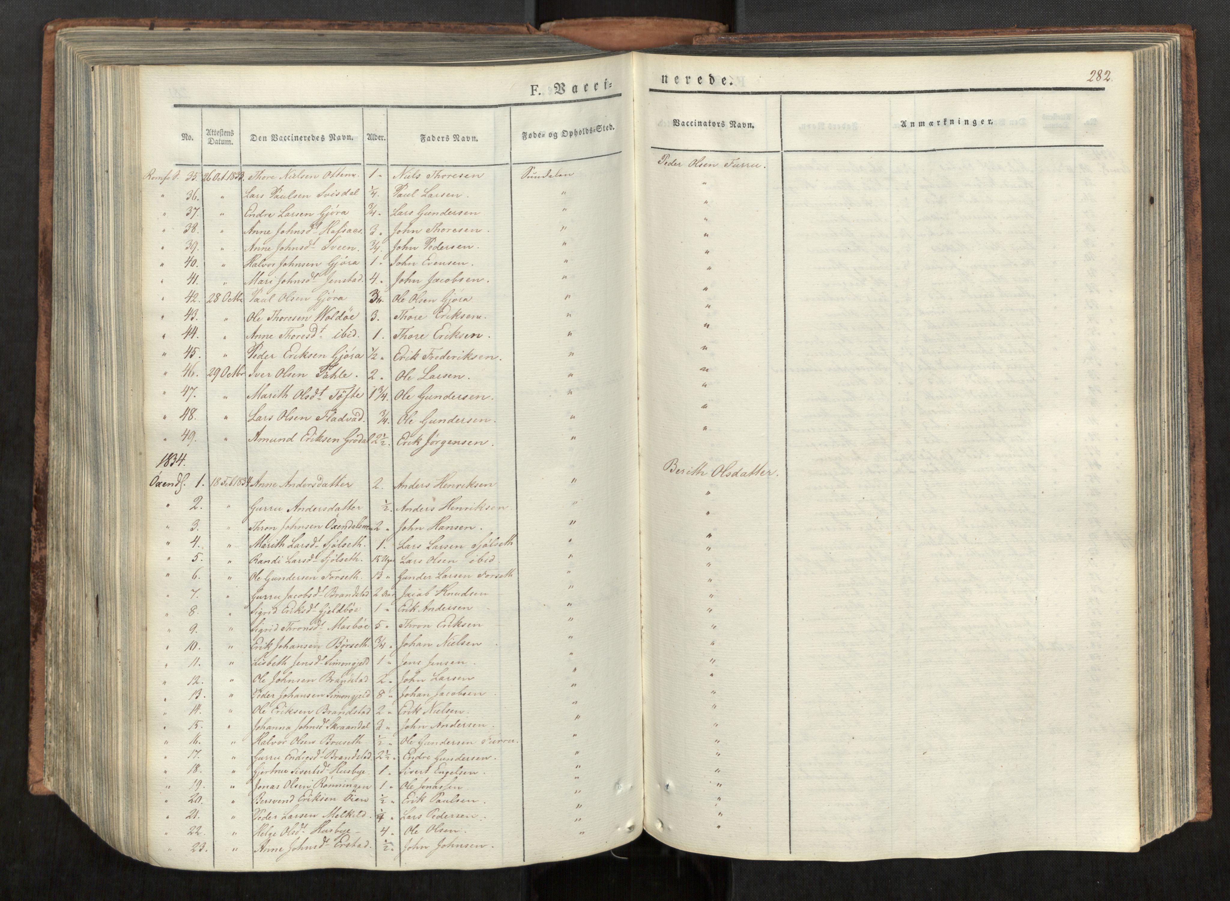 Ministerialprotokoller, klokkerbøker og fødselsregistre - Møre og Romsdal, AV/SAT-A-1454/590/L1012: Parish register (official) no. 590A04, 1832-1846, p. 282