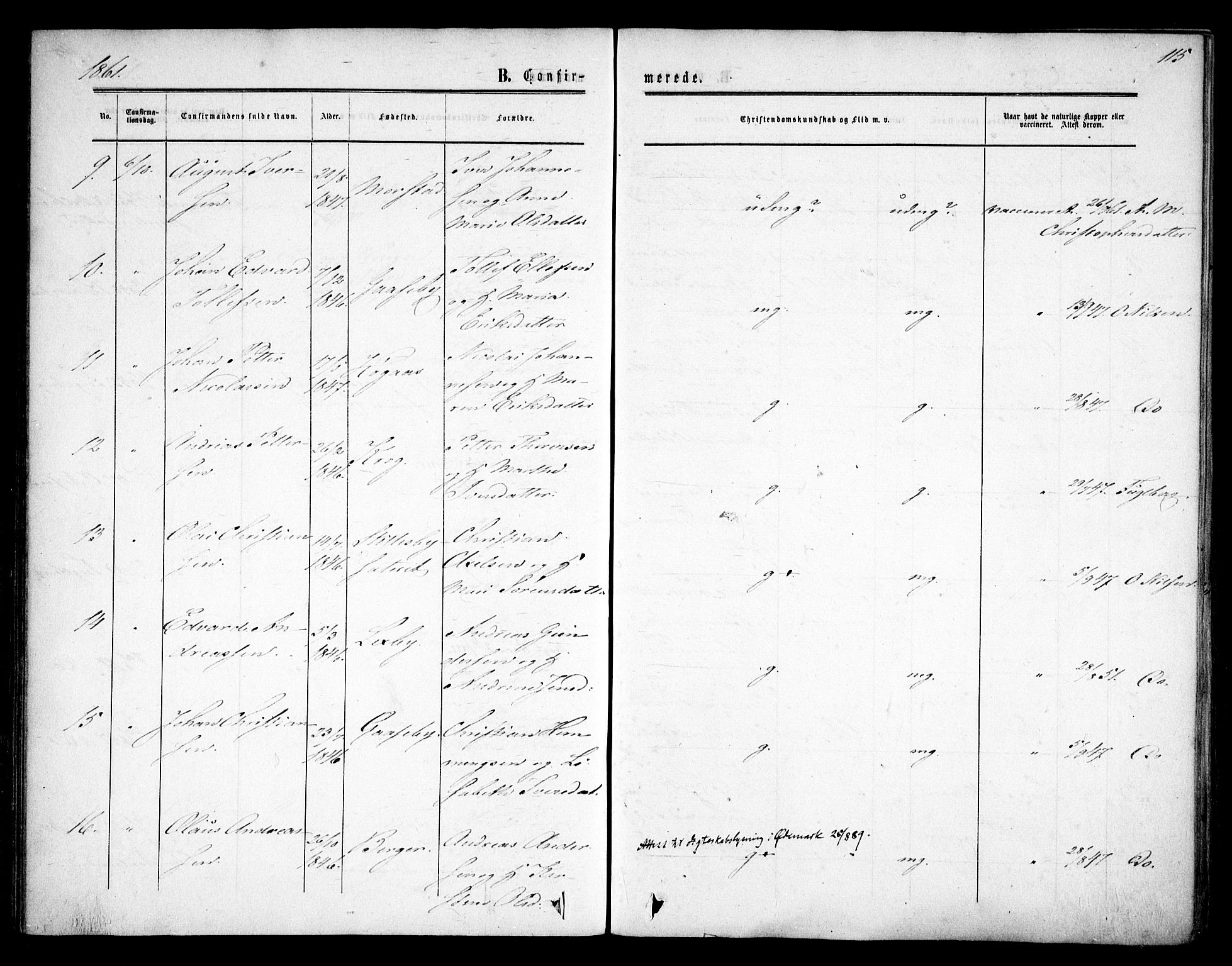 Rødenes prestekontor Kirkebøker, AV/SAO-A-2005/F/Fa/L0007: Parish register (official) no. I 7, 1860-1869, p. 115