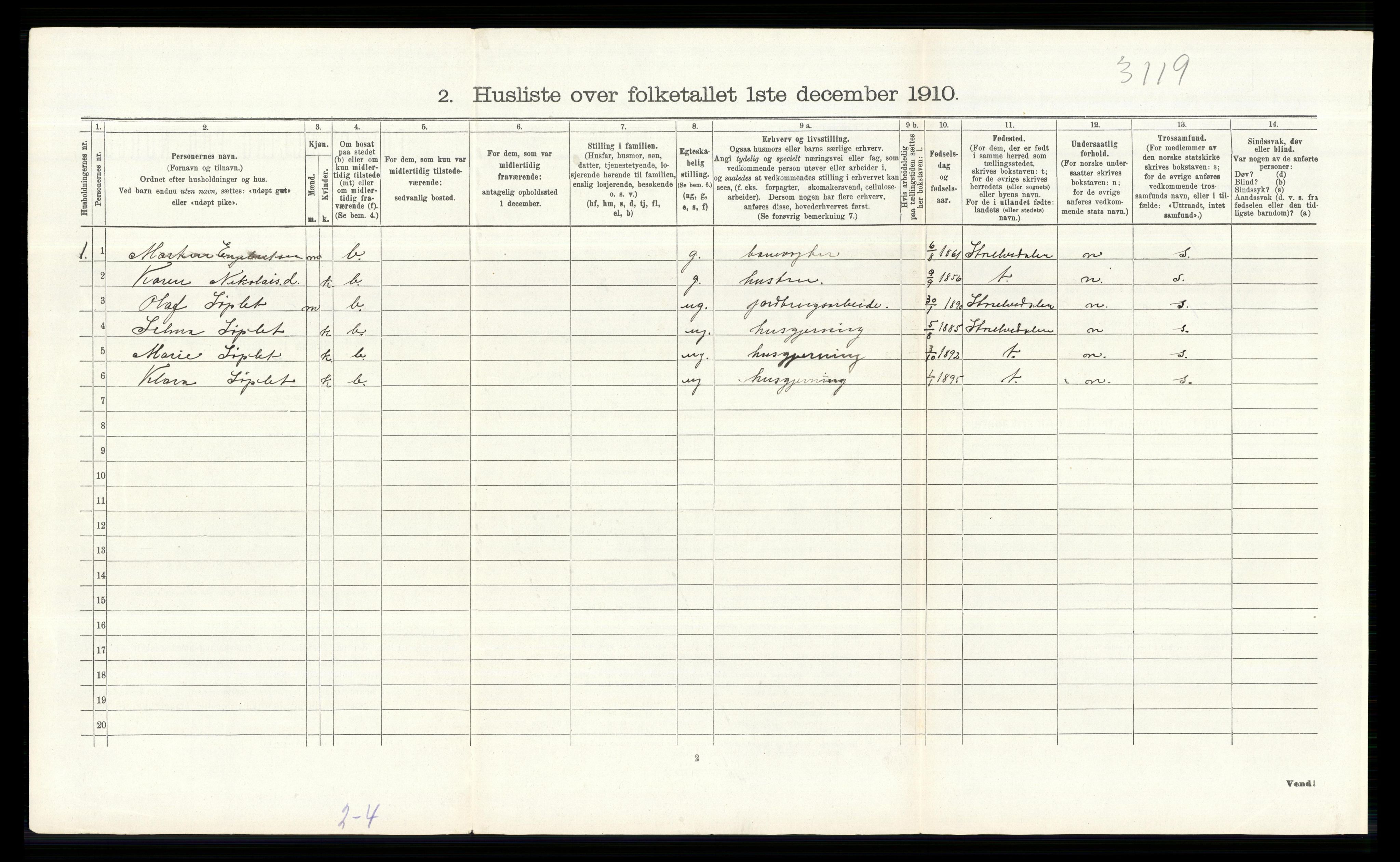 RA, 1910 census for Løten, 1910, p. 1325