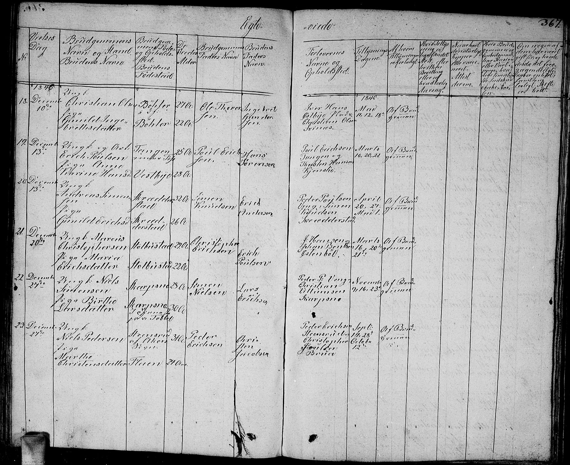 Enebakk prestekontor Kirkebøker, AV/SAO-A-10171c/G/Ga/L0003: Parish register (copy) no. I 3, 1833-1849, p. 367