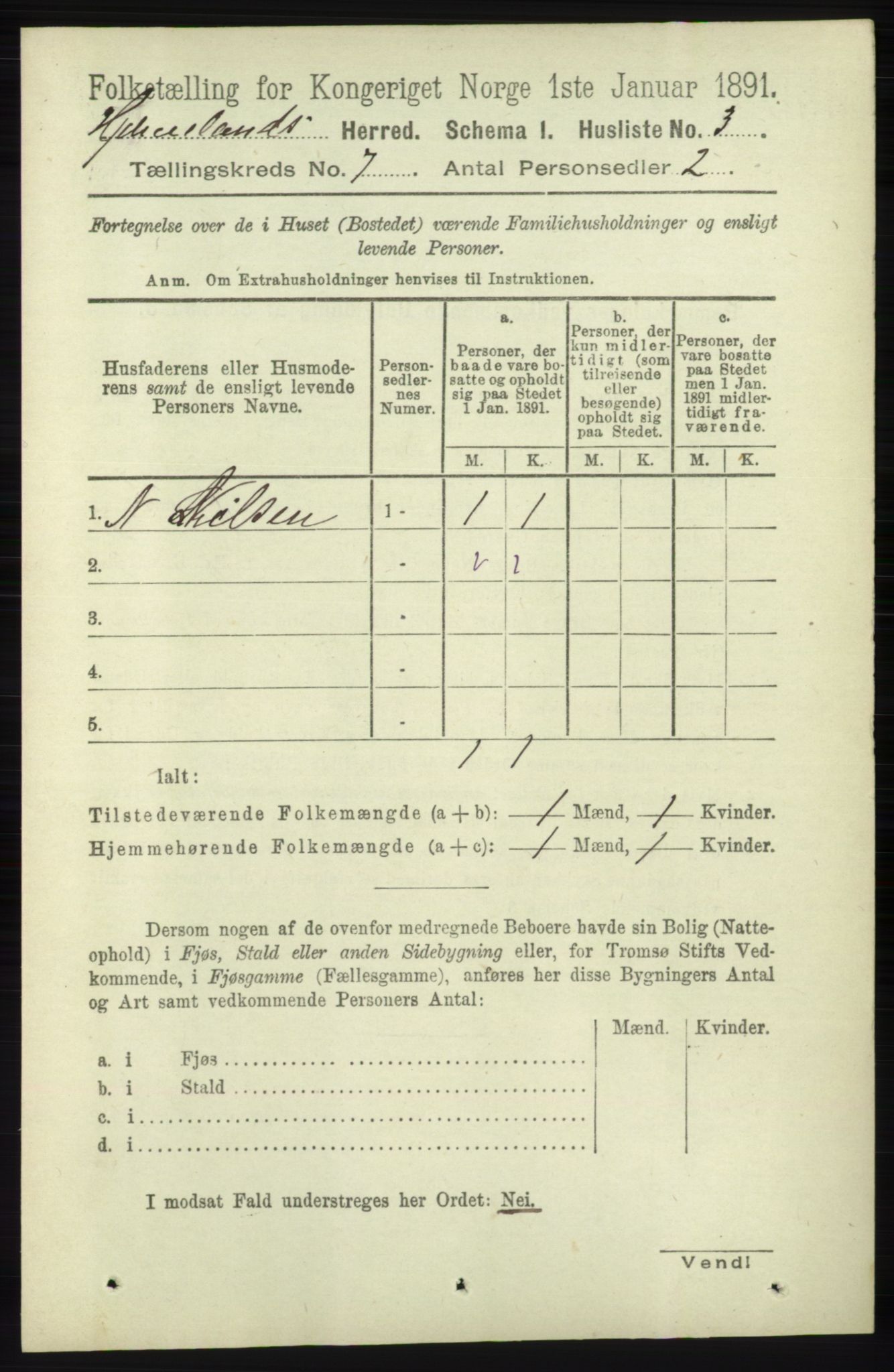 RA, 1891 census for 1133 Hjelmeland, 1891, p. 1867