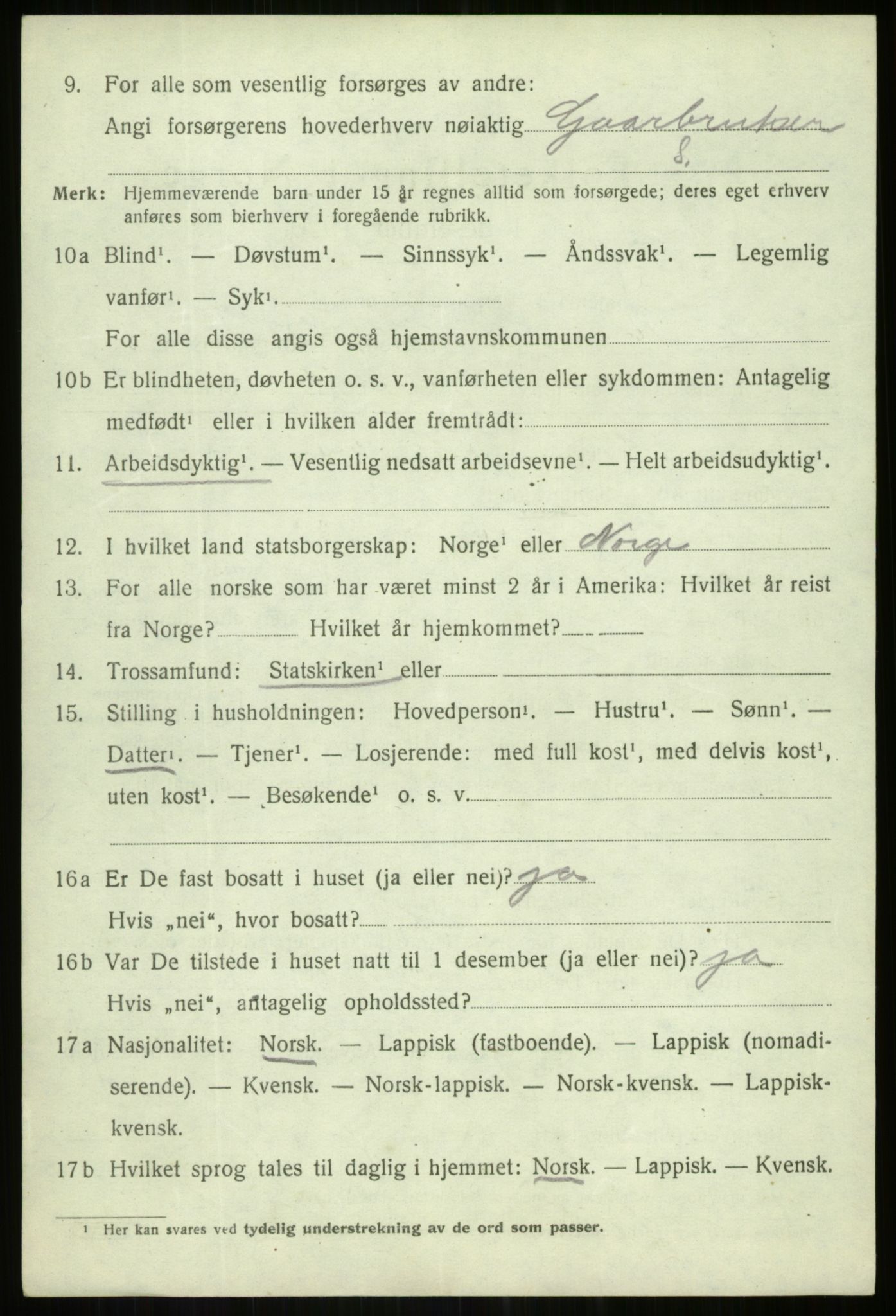 SATØ, 1920 census for Lenvik, 1920, p. 3109