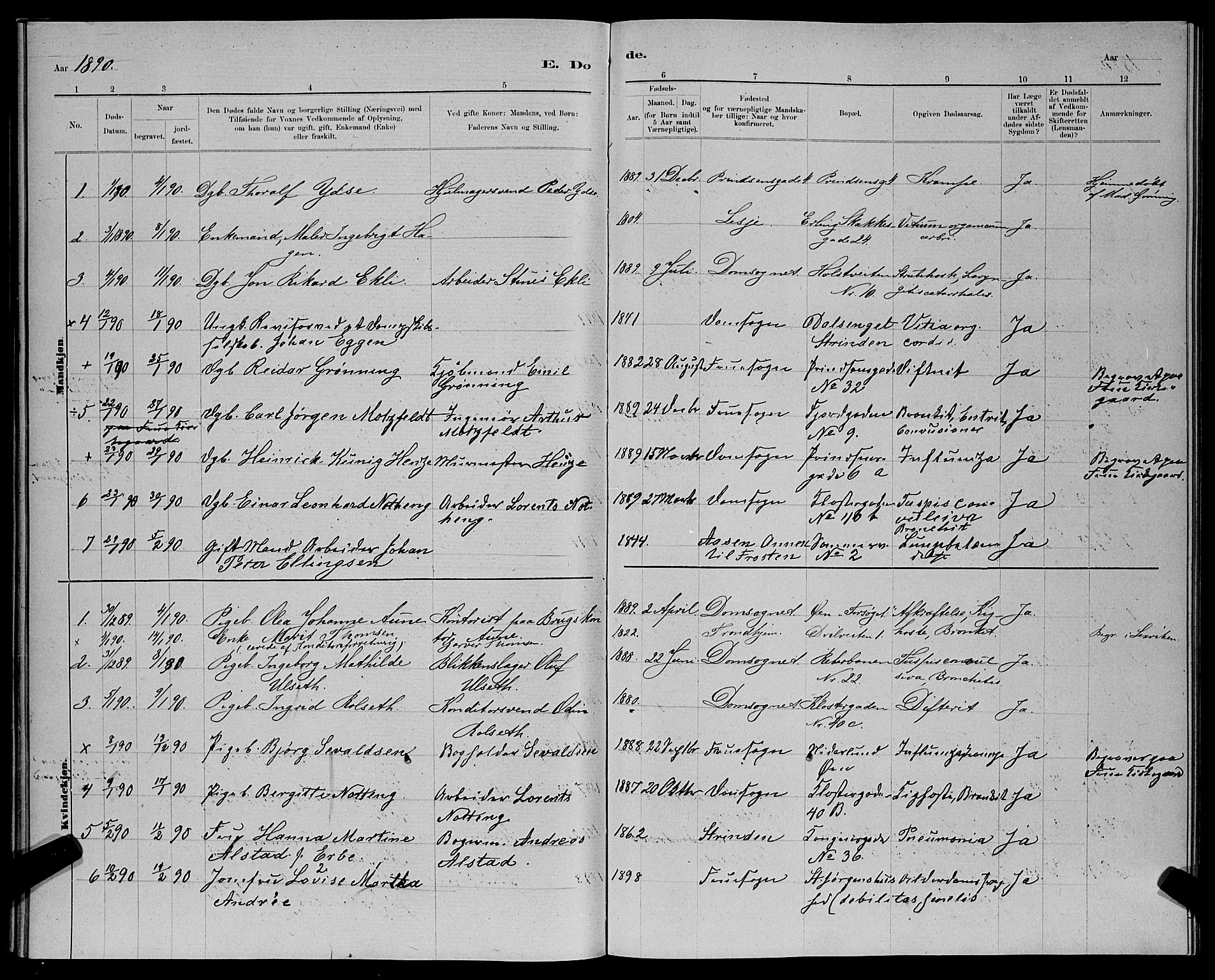 Ministerialprotokoller, klokkerbøker og fødselsregistre - Sør-Trøndelag, SAT/A-1456/601/L0093: Parish register (copy) no. 601C11, 1882-1898