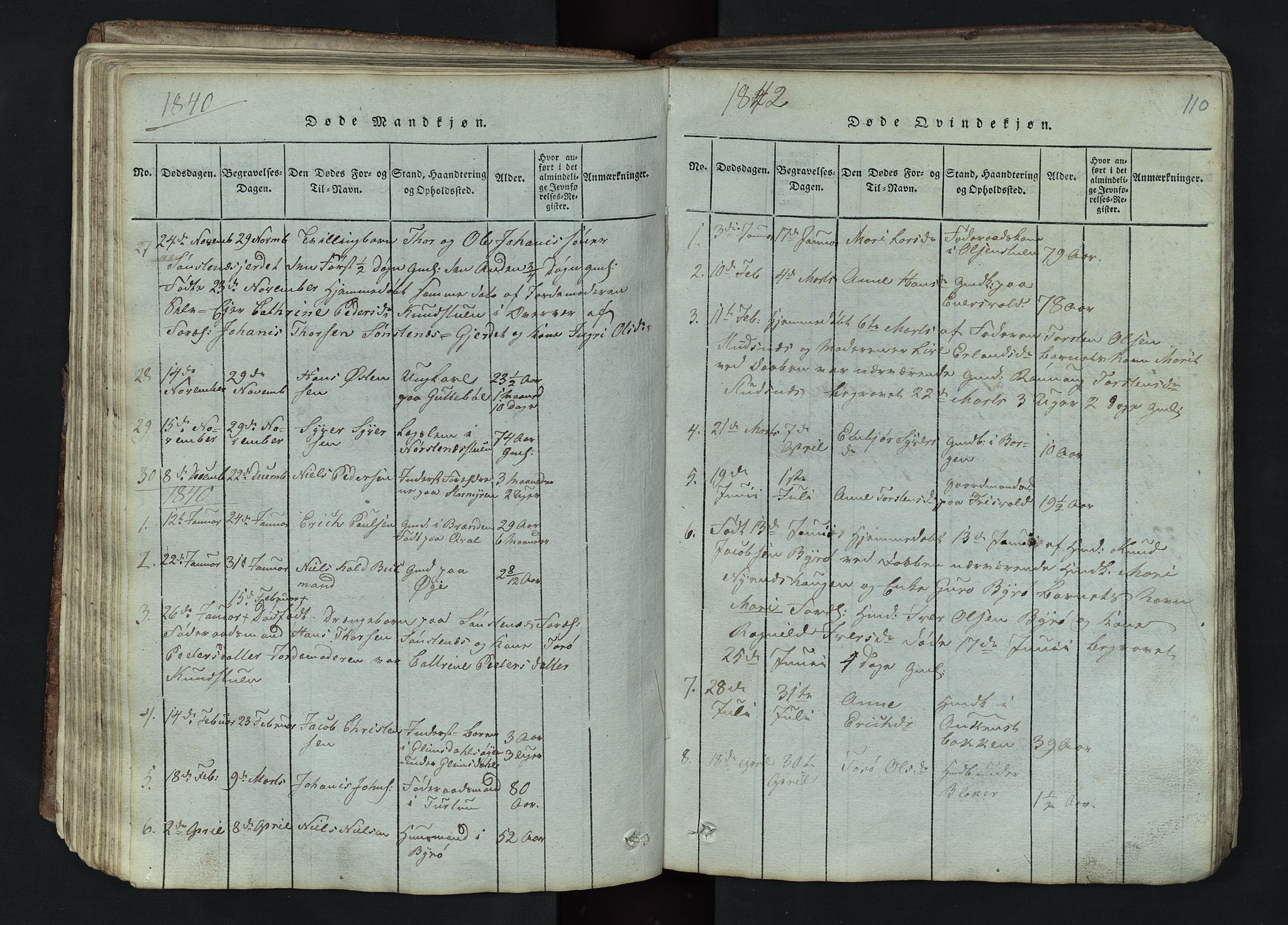 Lom prestekontor, SAH/PREST-070/L/L0002: Parish register (copy) no. 2, 1815-1844, p. 110
