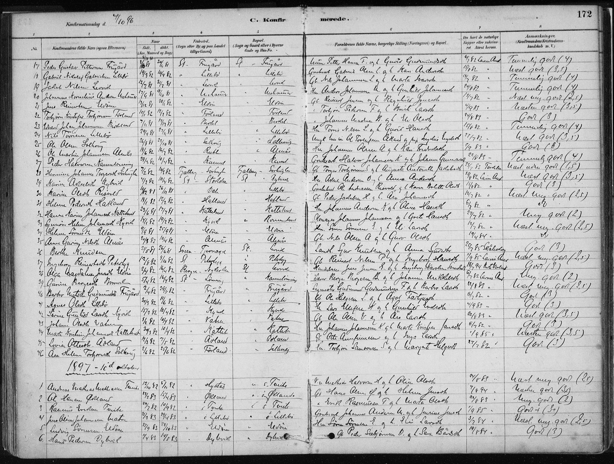 Stord sokneprestembete, AV/SAB-A-78201/H/Haa: Parish register (official) no. B 2, 1878-1913, p. 172