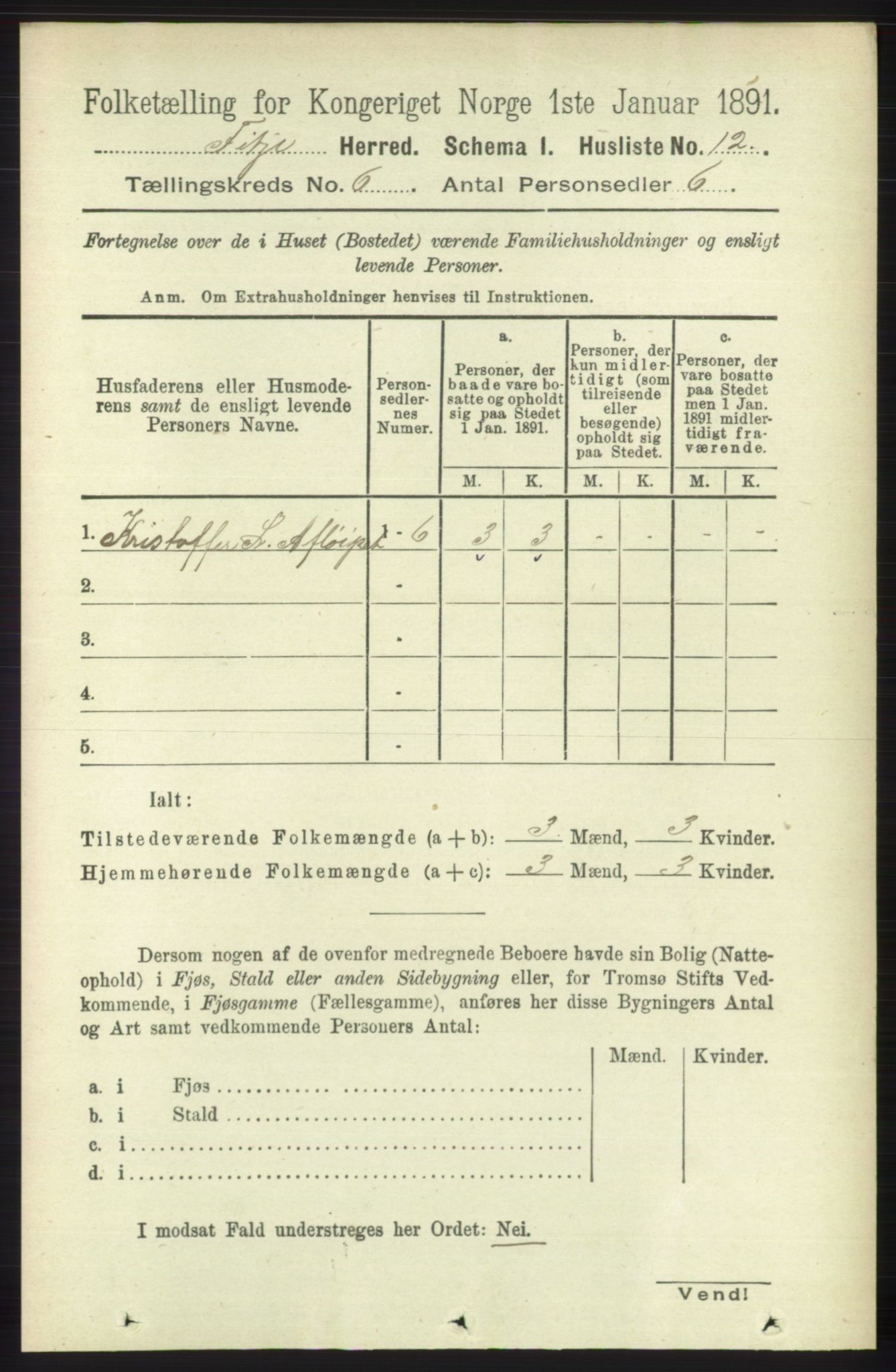 RA, 1891 census for 1222 Fitjar, 1891, p. 2329