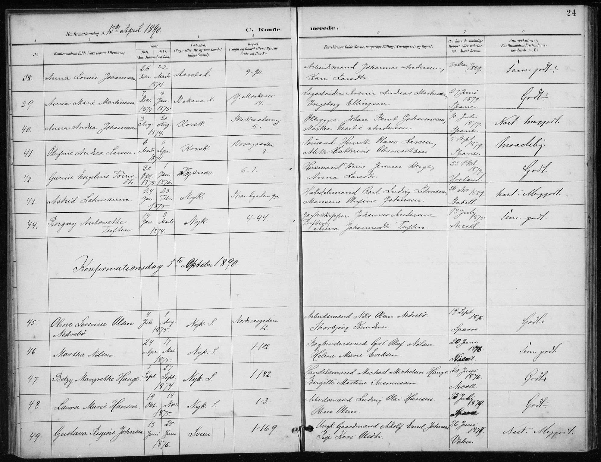 Nykirken Sokneprestembete, SAB/A-77101/H/Haa/L0028: Parish register (official) no. C 7, 1887-1913, p. 24