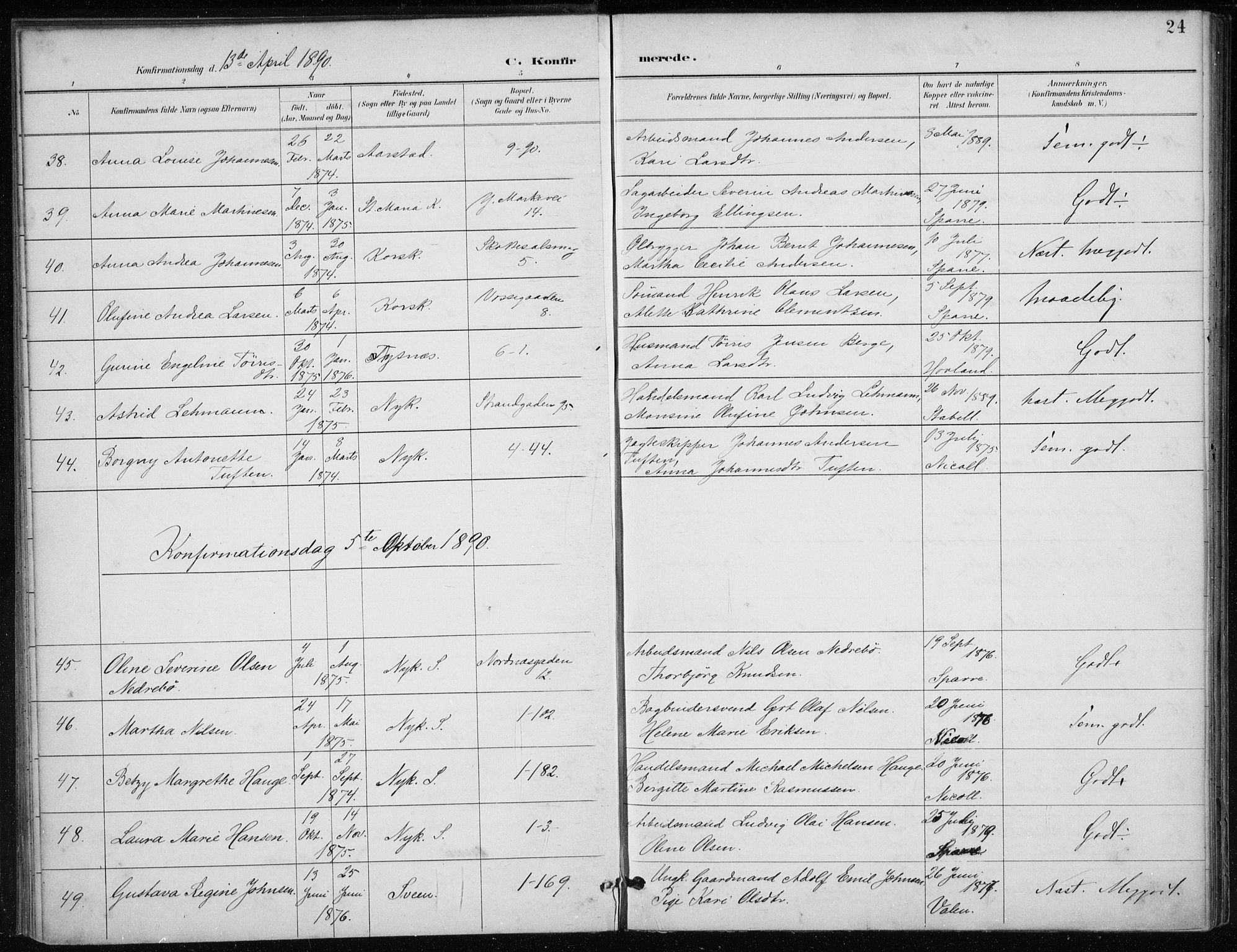 Nykirken Sokneprestembete, AV/SAB-A-77101/H/Haa/L0028: Parish register (official) no. C 7, 1887-1913, p. 24