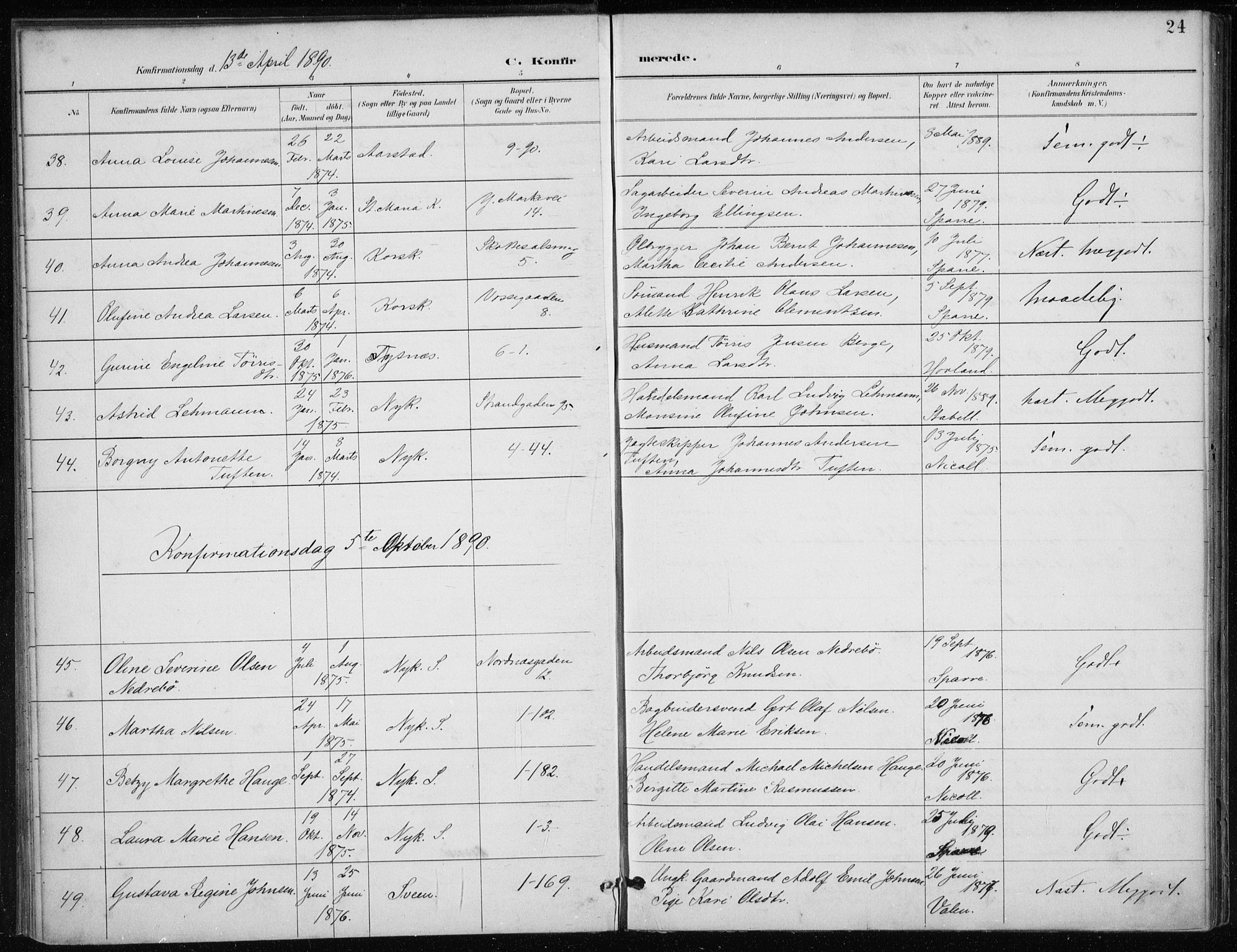 Nykirken Sokneprestembete, AV/SAB-A-77101/H/Haa/L0028: Parish register (official) no. C 7, 1887-1913, p. 24