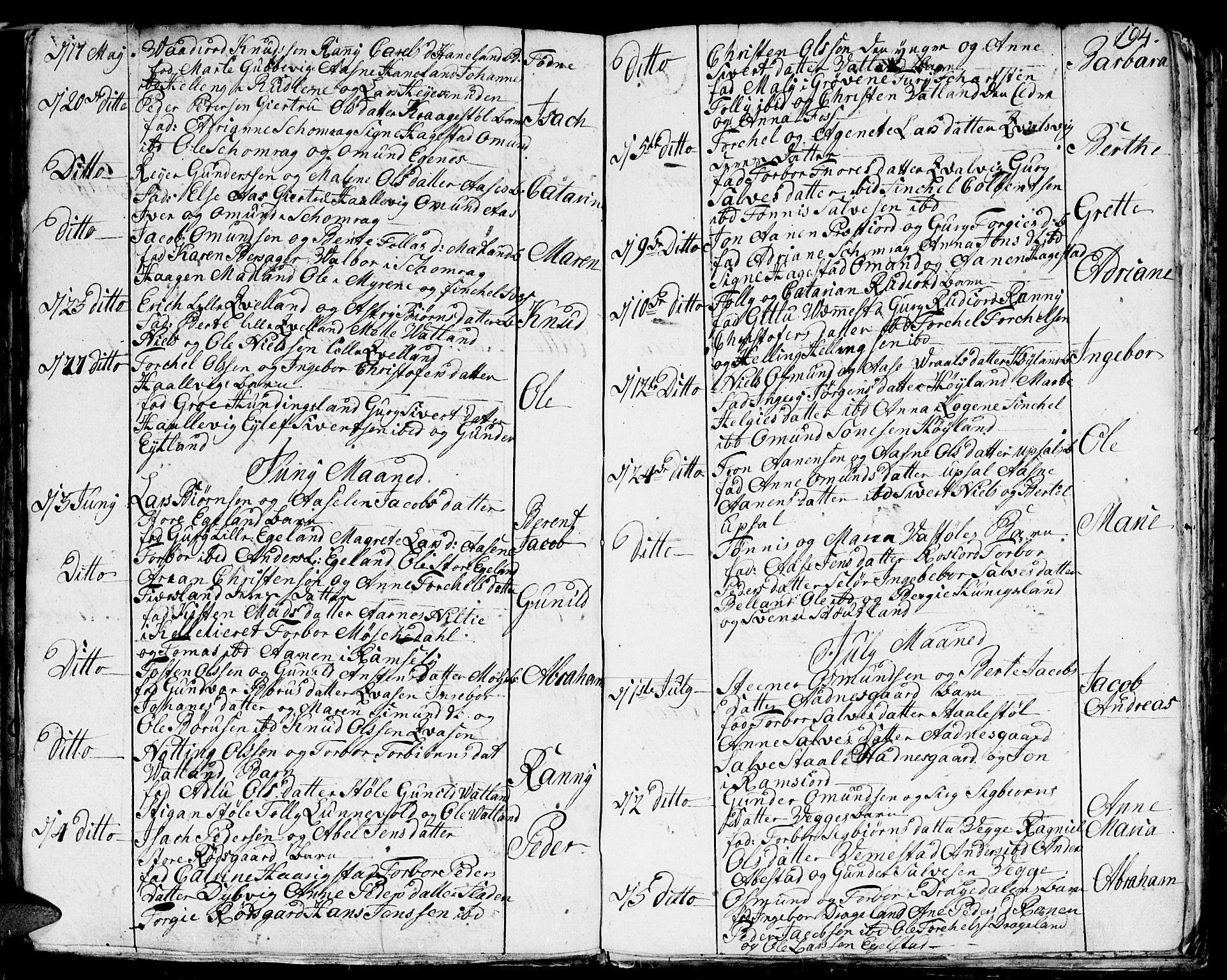 Lyngdal sokneprestkontor, AV/SAK-1111-0029/F/Fa/Fac/L0001: Parish register (official) no. A 1, 1727-1779, p. 194