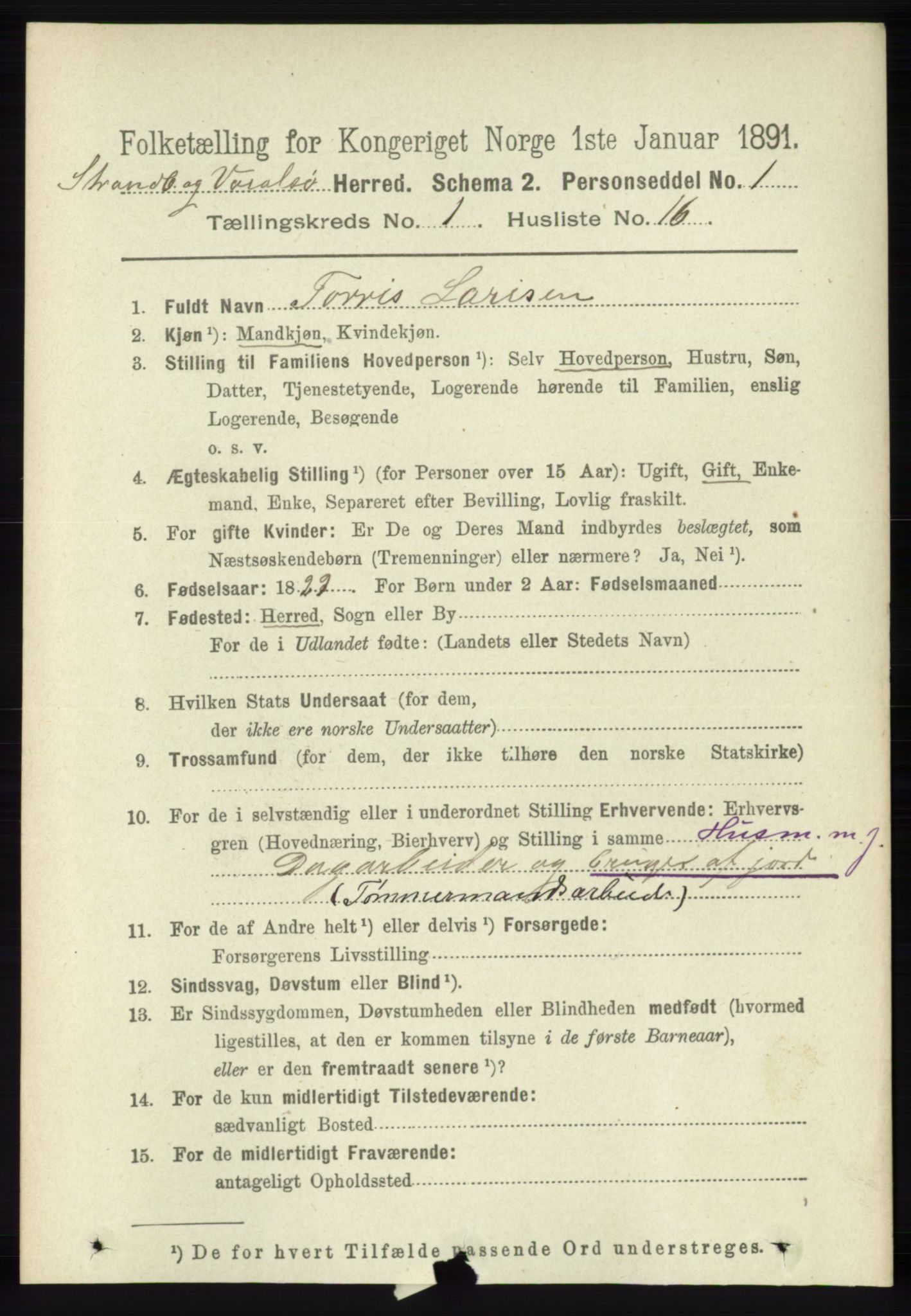 RA, 1891 census for 1226 Strandebarm og Varaldsøy, 1891, p. 173