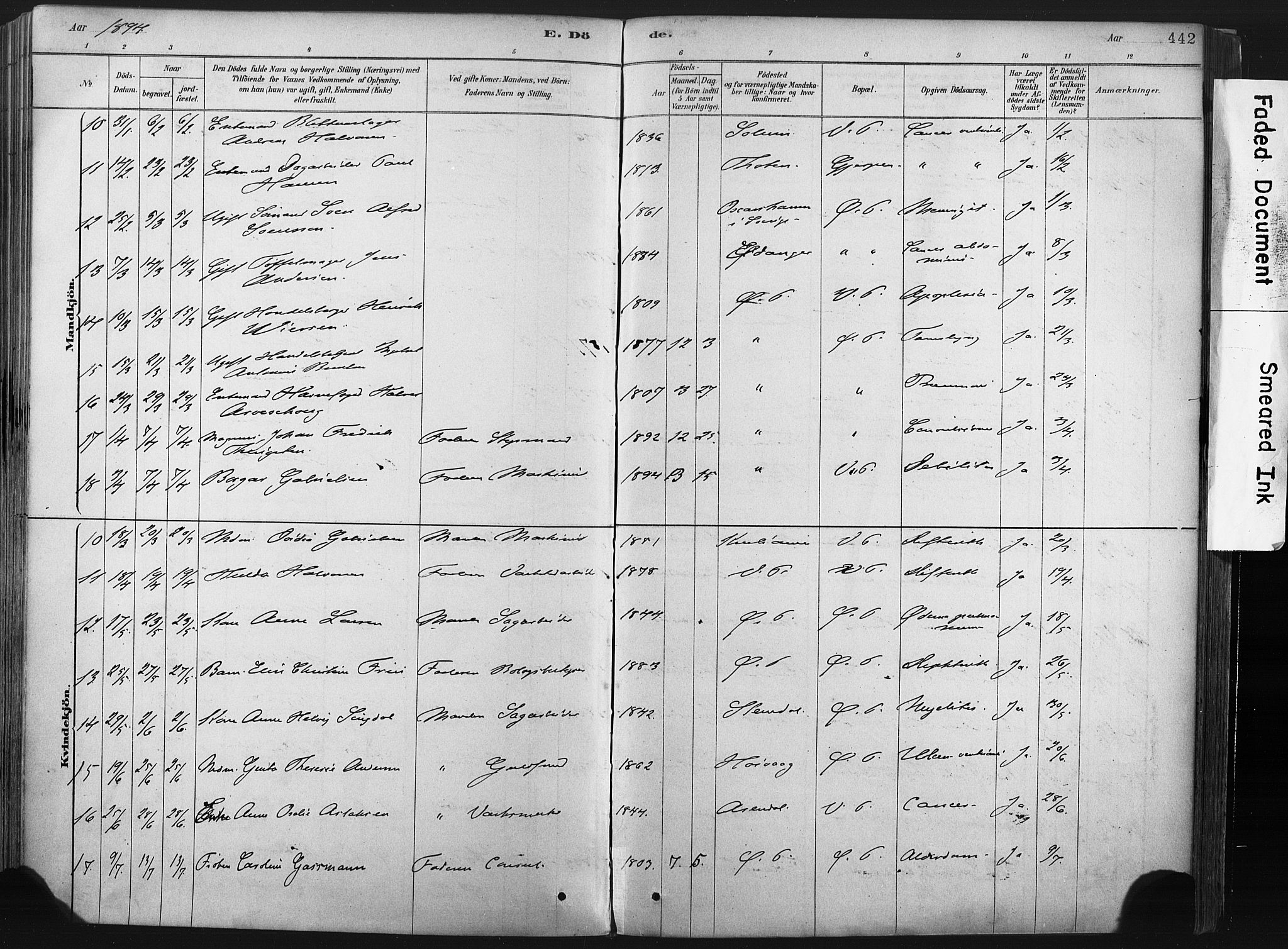 Porsgrunn kirkebøker , AV/SAKO-A-104/F/Fa/L0008: Parish register (official) no. 8, 1878-1895, p. 442