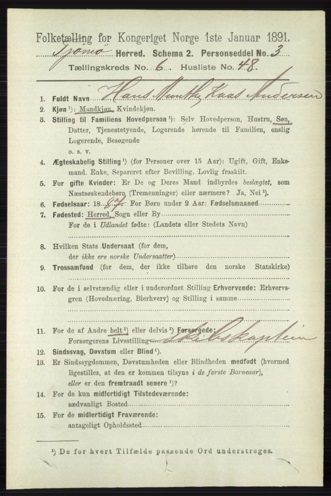 RA, 1891 census for 0723 Tjøme, 1891, p. 2403