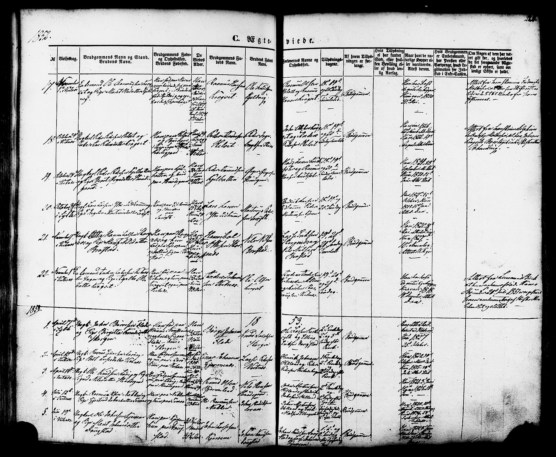 Ministerialprotokoller, klokkerbøker og fødselsregistre - Møre og Romsdal, SAT/A-1454/539/L0529: Parish register (official) no. 539A02, 1848-1872, p. 221
