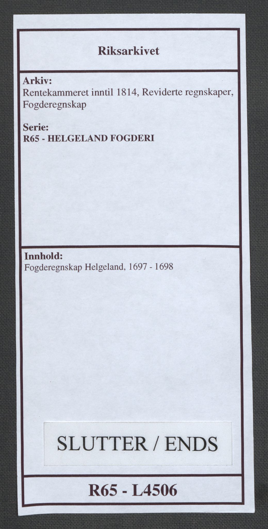 Rentekammeret inntil 1814, Reviderte regnskaper, Fogderegnskap, AV/RA-EA-4092/R65/L4506: Fogderegnskap Helgeland, 1697-1698, p. 235